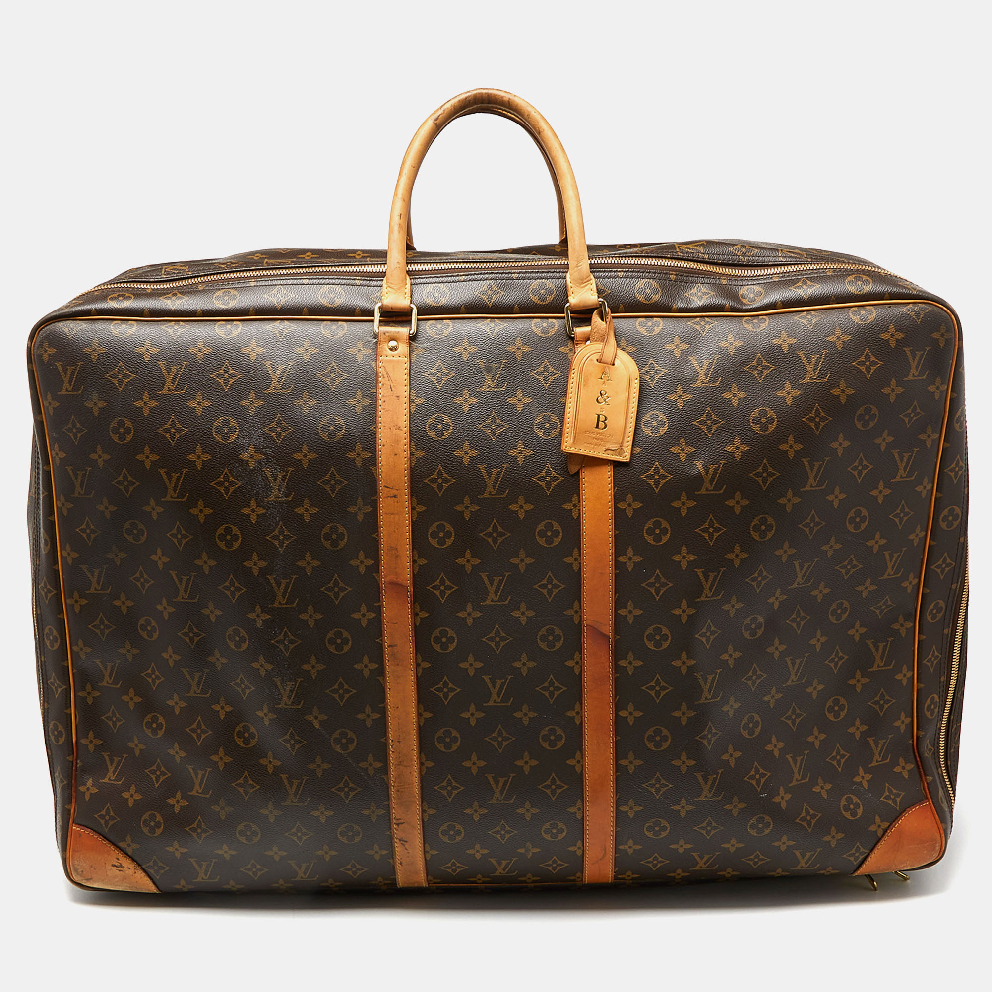 Pre-owned Louis Vuitton Monogram Canvas Sirius Soft 70 Suitcase In Brown
