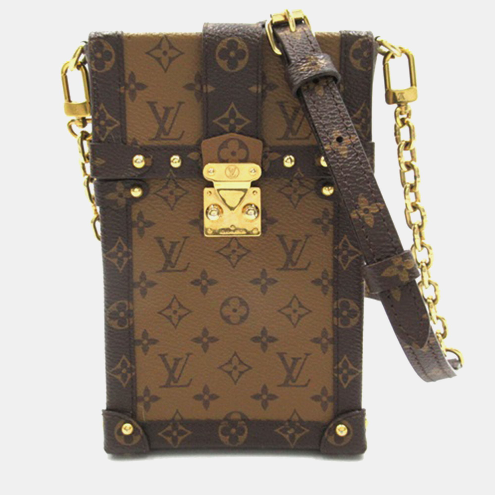 

Louis Vuitton Brown Canvas Monogram Reverse Vertical Trunk Pochette Crossbody Bag