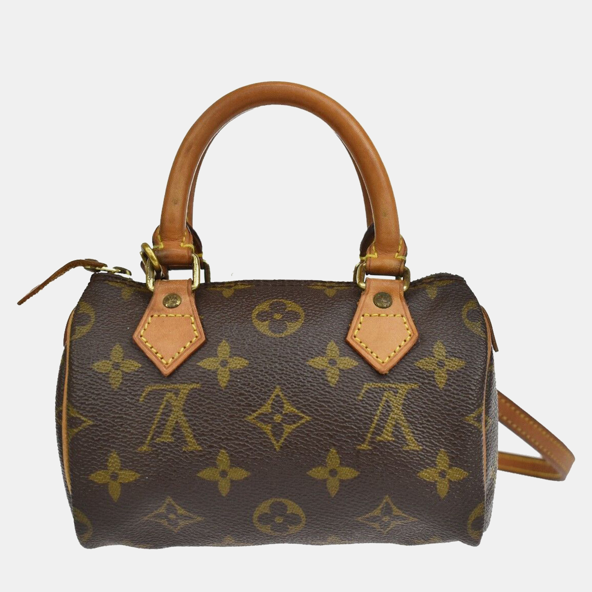 

Louis Vuitton Brown Coated Canvas, Leather Mini Speedy Satchels