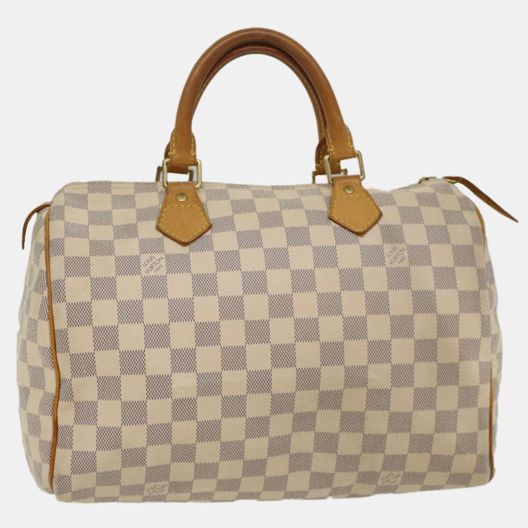 Pre-owned Louis Vuitton Canvas 30 Speedy Satchels In White