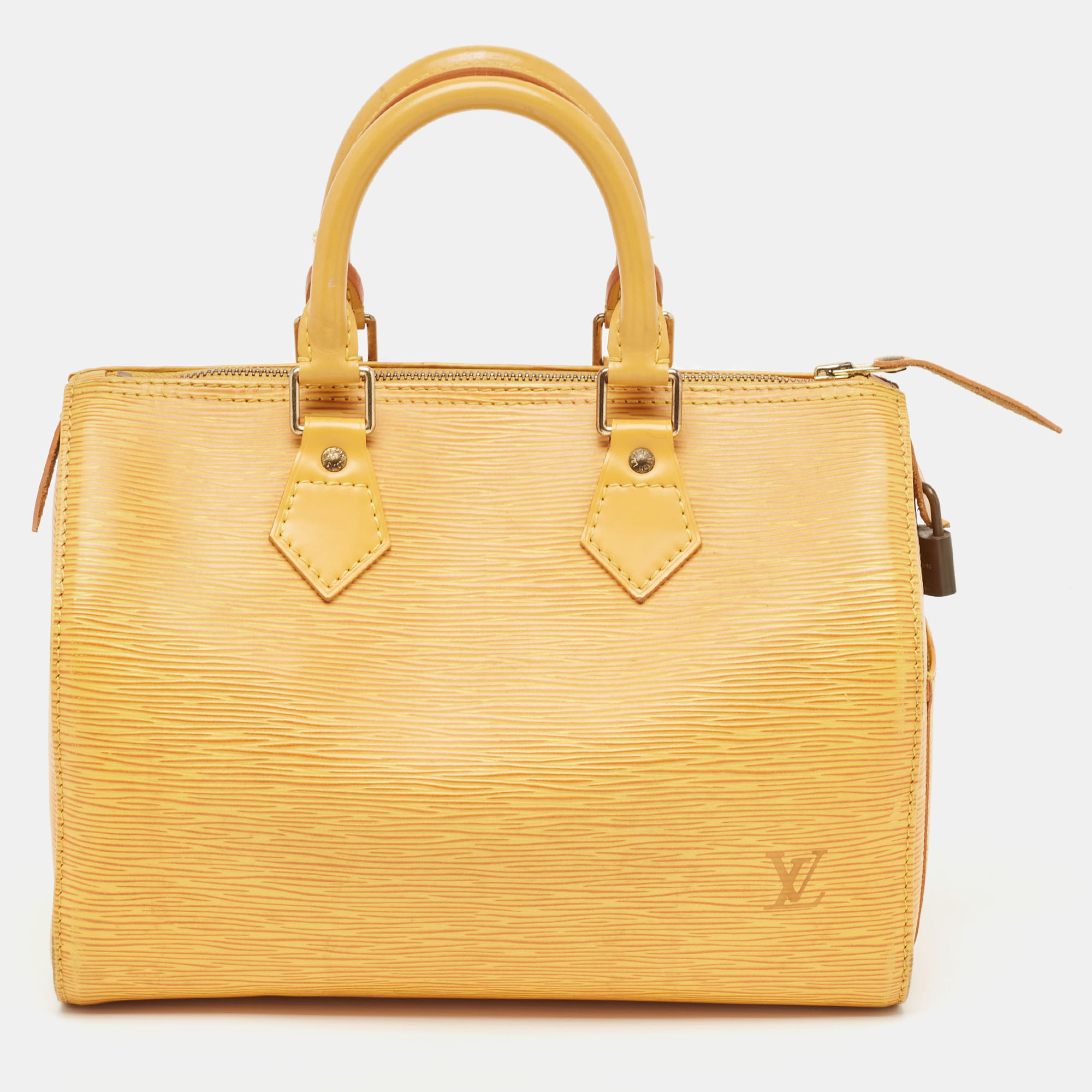 Pre-owned Louis Vuitton Tassil Yellow Epi Leather Speedy 25 Bag