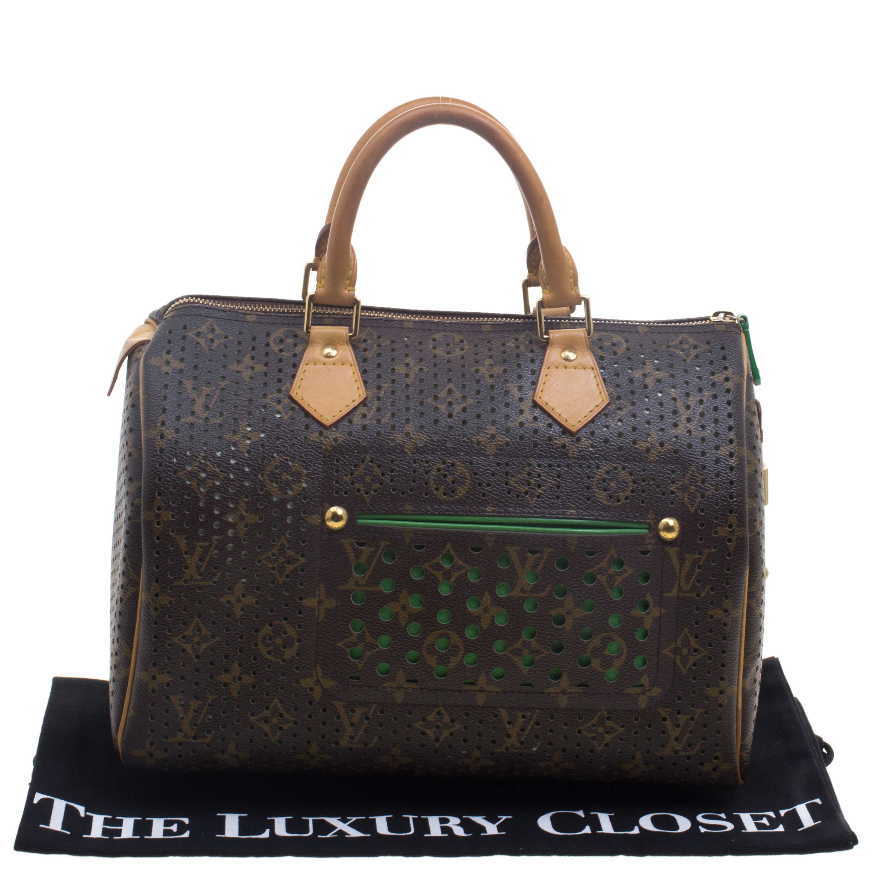 Louis Vuitton Green Monogram Perforated Canvas Limited Edition Speedy 30  Louis Vuitton