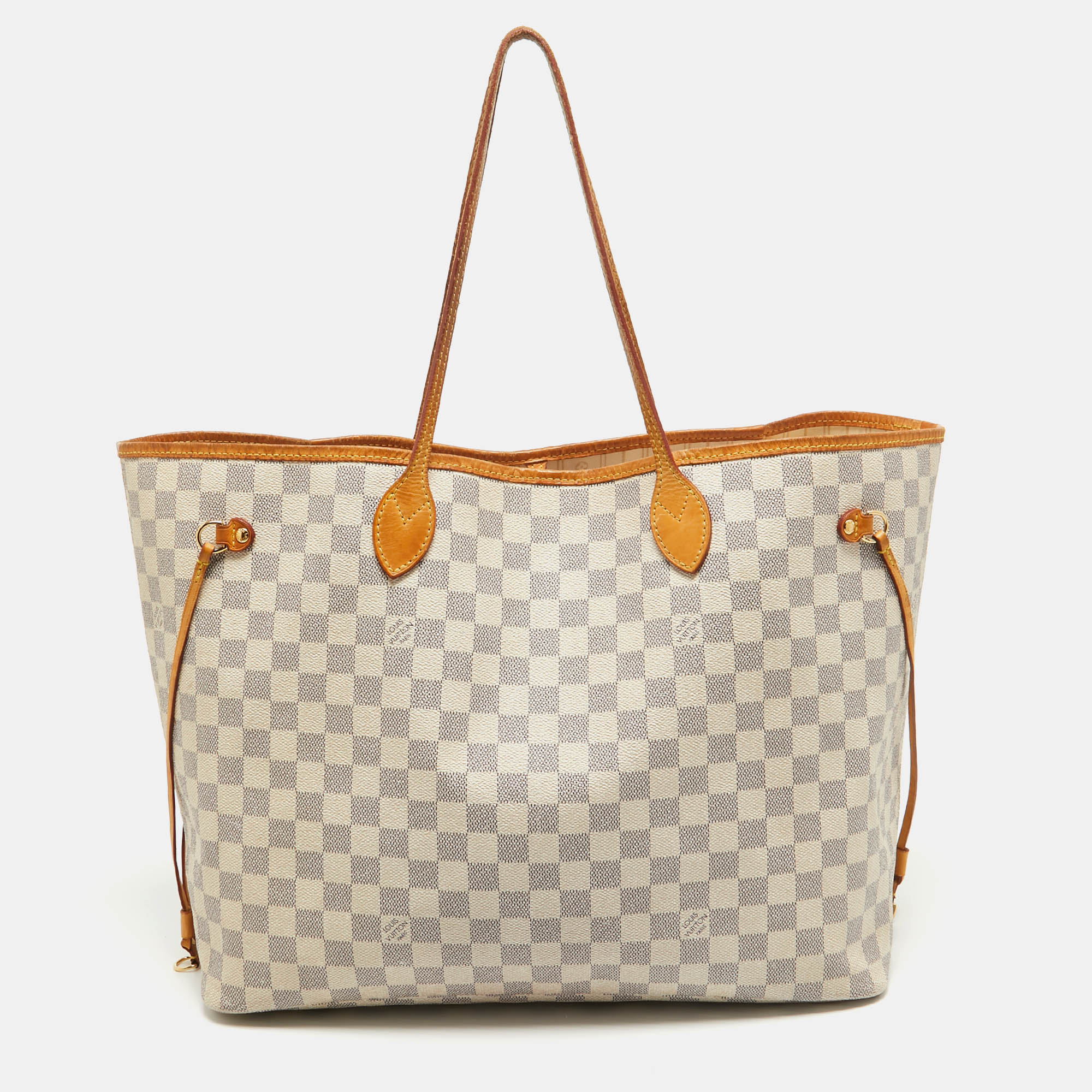 Pre-owned Louis Vuitton Damier Azur Canvas Neverfull Gm Bag In Grey