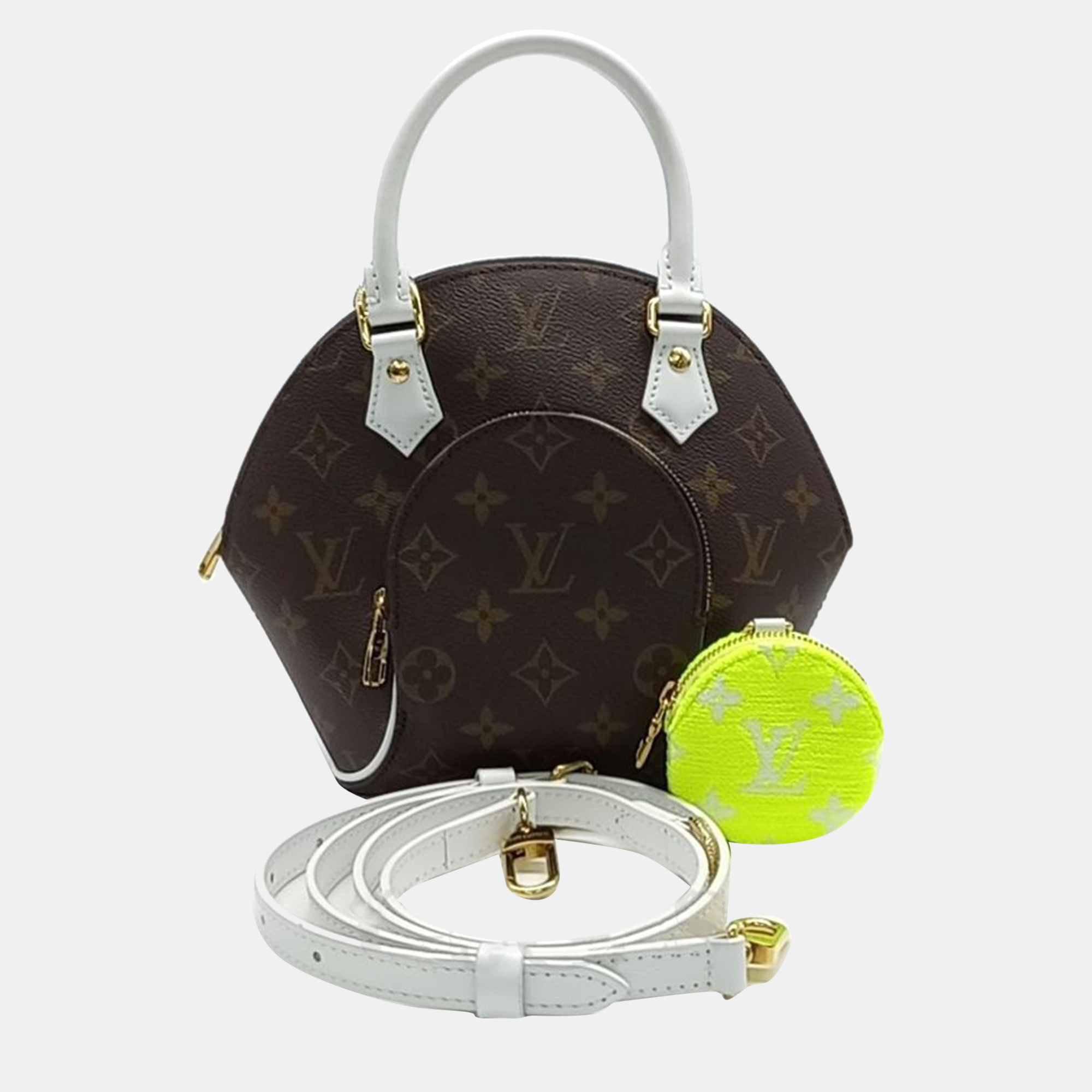 

Louis Vuitton Brown/White Monogram Canvas Ellipse BB Top Handle Bag