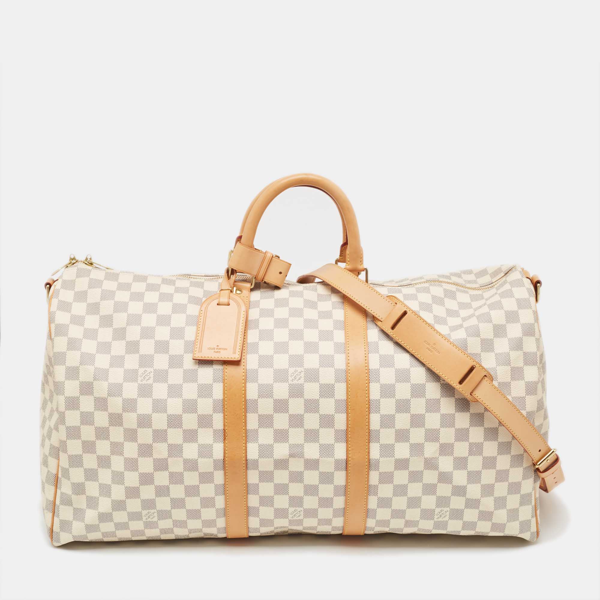 

Louis Vuitton Damier Azur Canvas Keepall Bandouliere 55 Bag, Grey