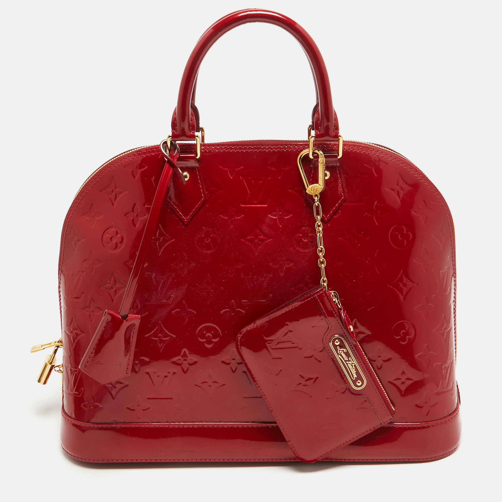 Pre-owned Louis Vuitton Red Monogram Vernis Alma Mm Bag