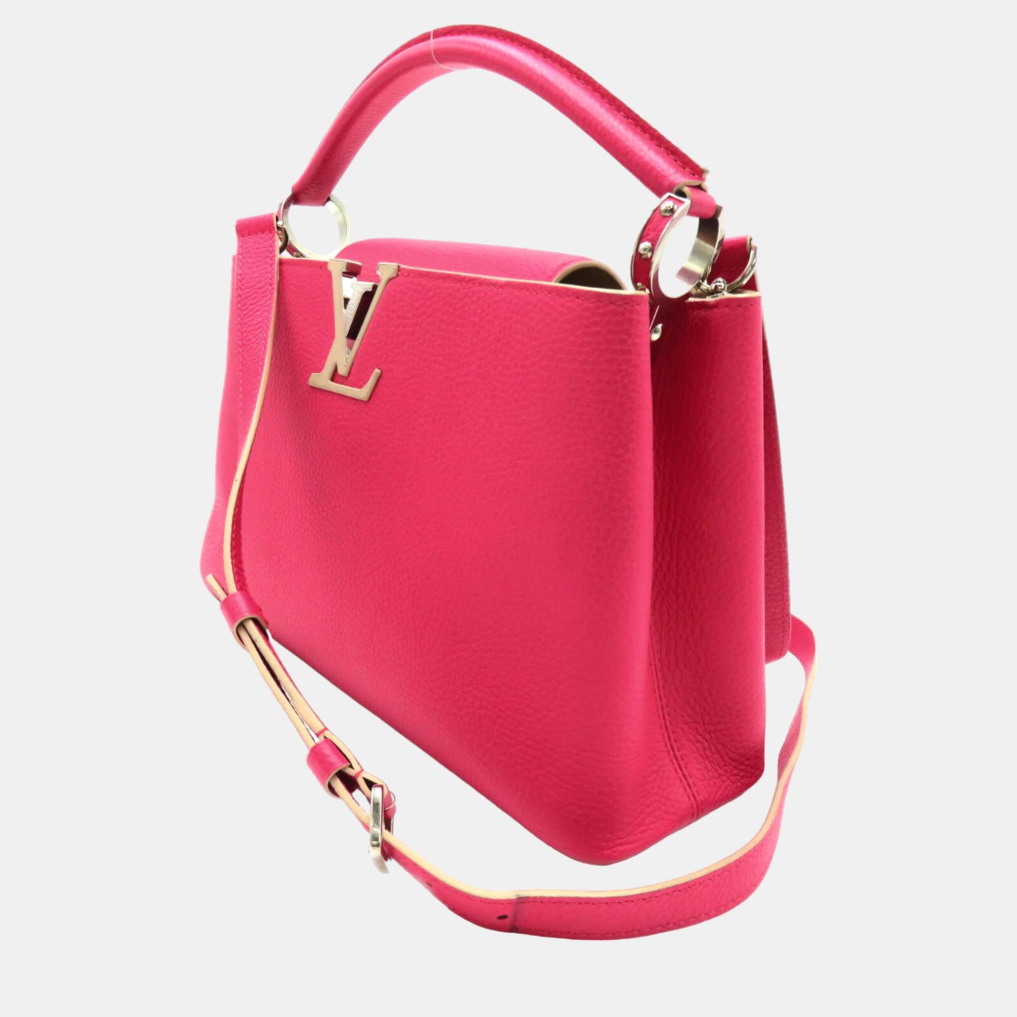 

Louis Vuitton Pink Leather Capucines Top Handle Bag