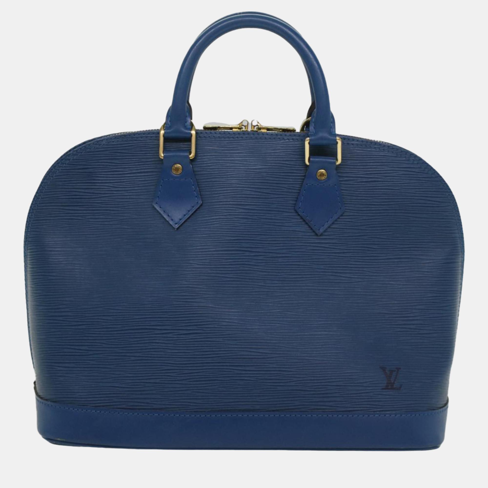 Pre-owned Louis Vuitton Blue Epi Leather Alma Pm Satchel
