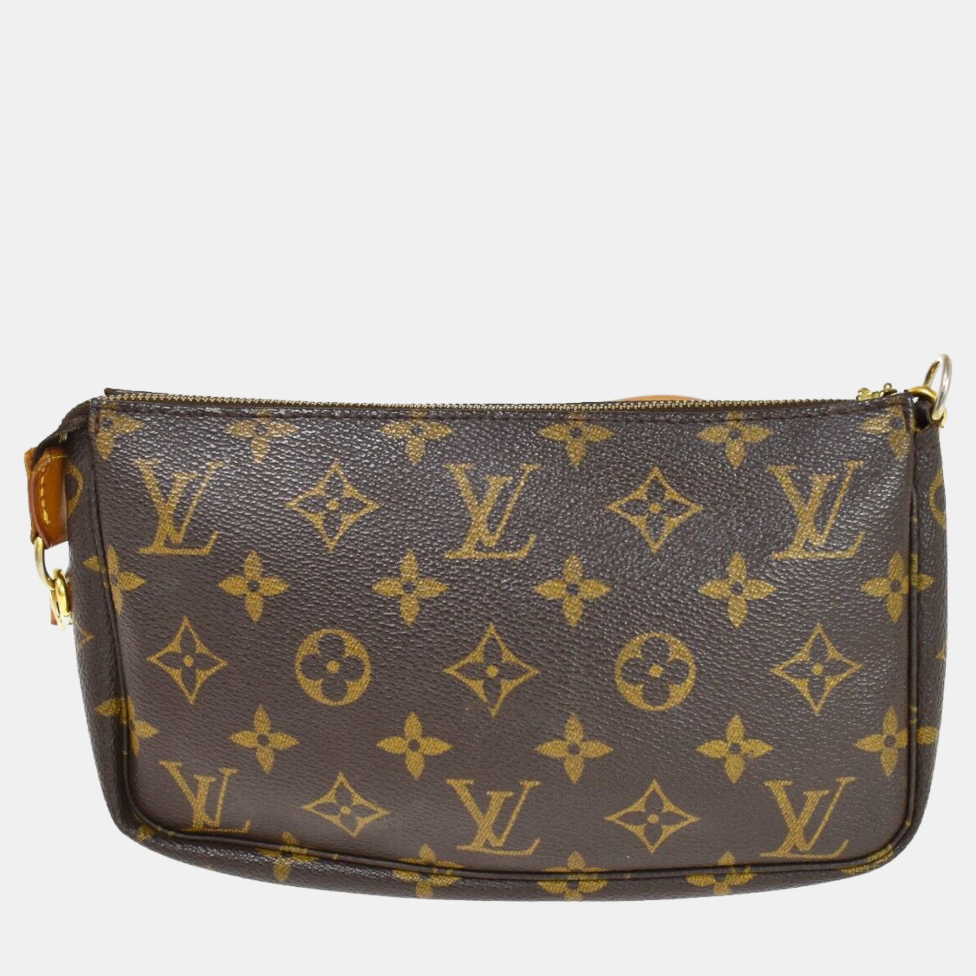 Pre-owned Louis Vuitton Brown Monogram Canvas Pochette Accessoires Clutch Bag