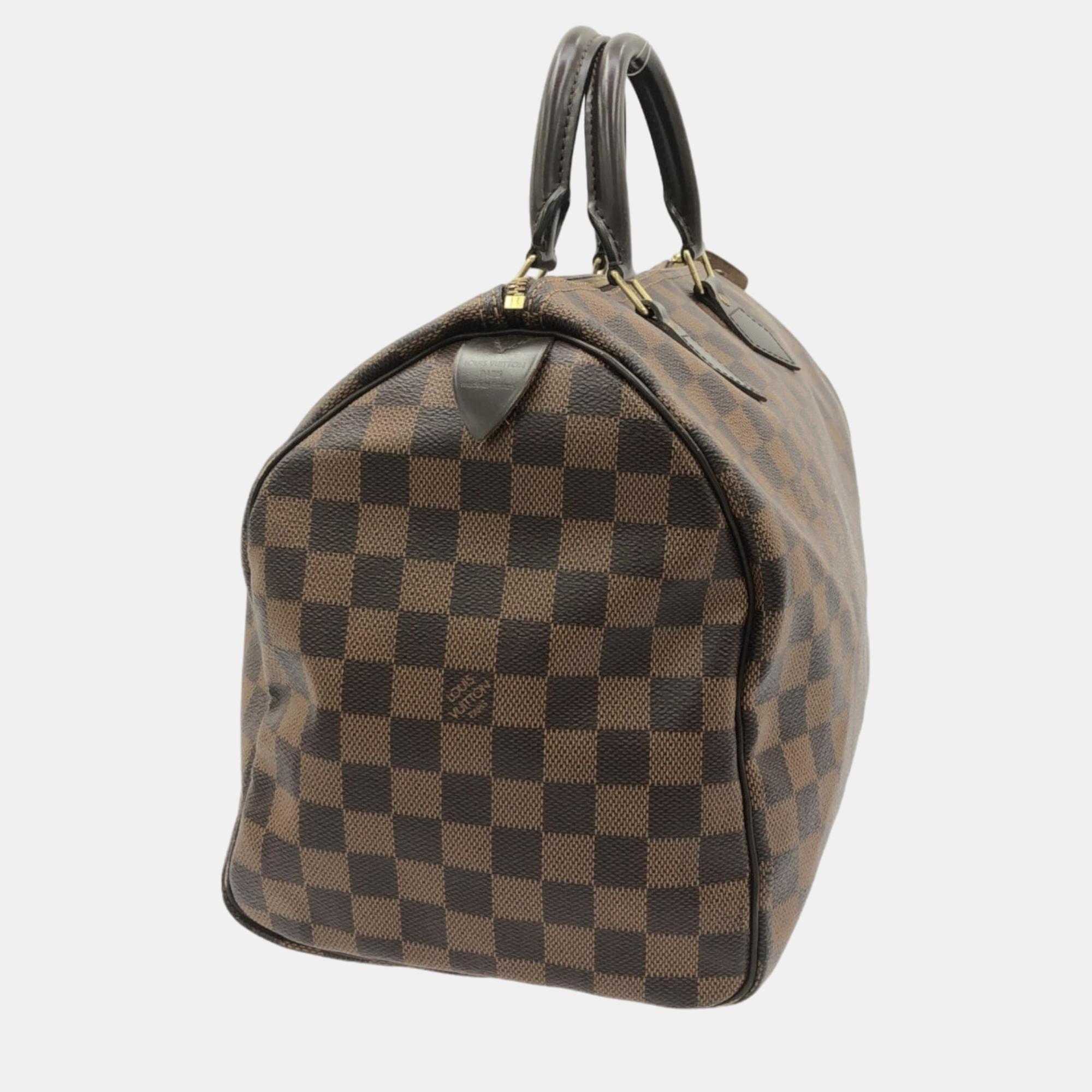 

Louis Vuitton Brown Damier Ebene Canvas Speedy 35 Duffel Bag