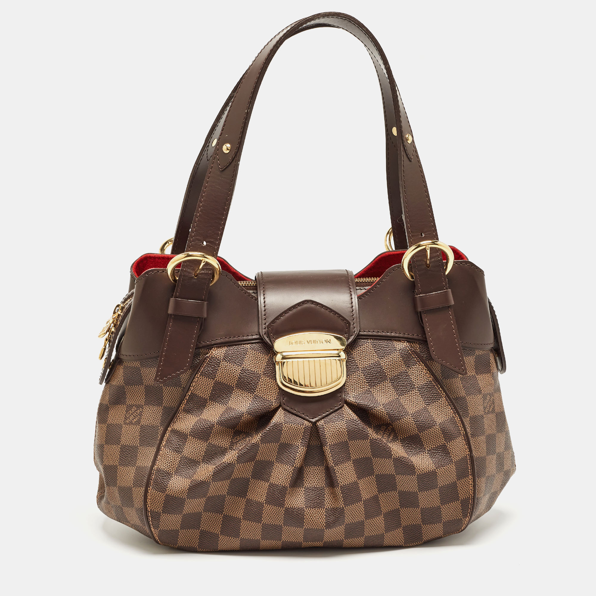 Pre-owned Louis Vuitton Damier Ebene Canvas Sistina Pm Bag In Brown