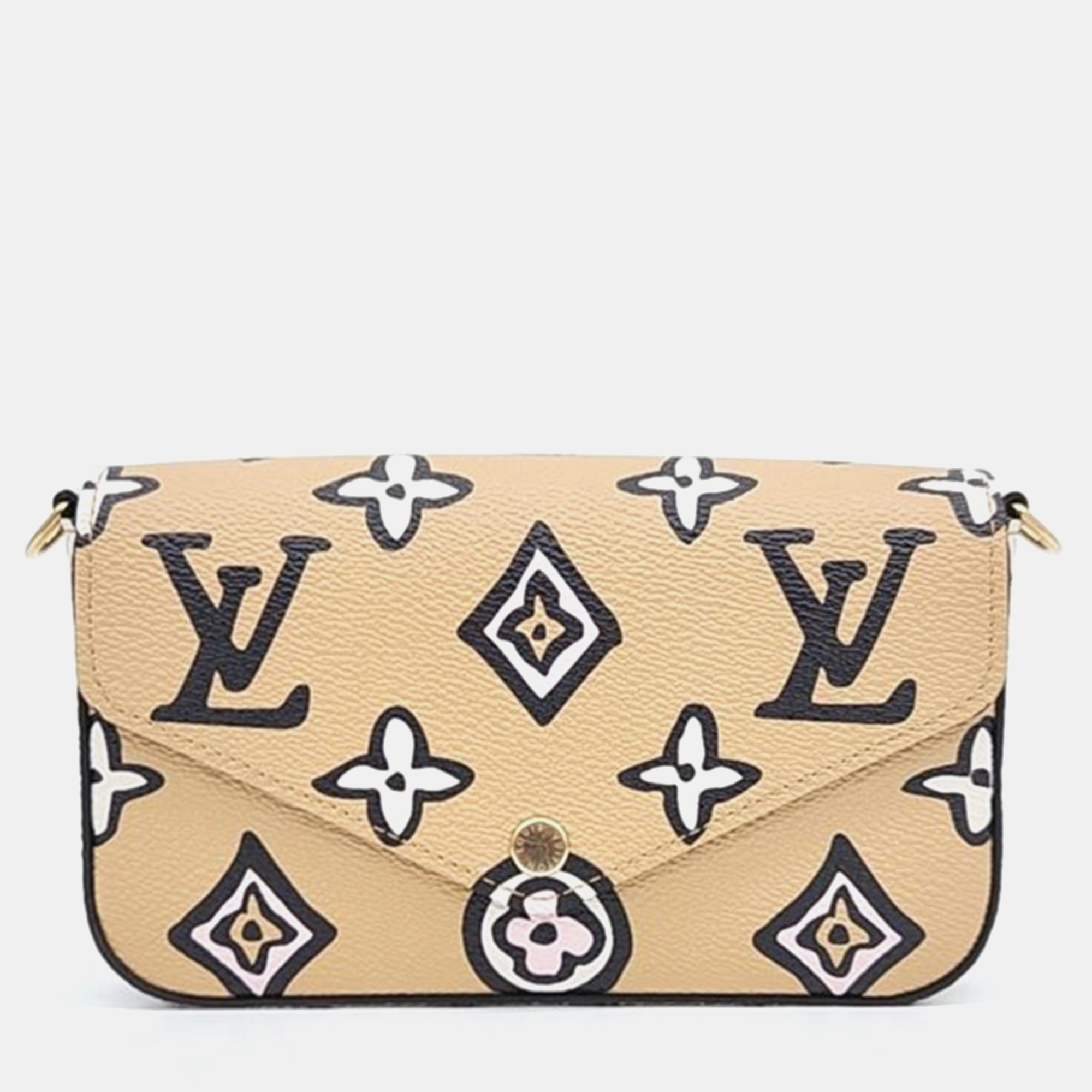 Pre-owned Louis Vuitton Felicie Strap & Go Bag In Beige