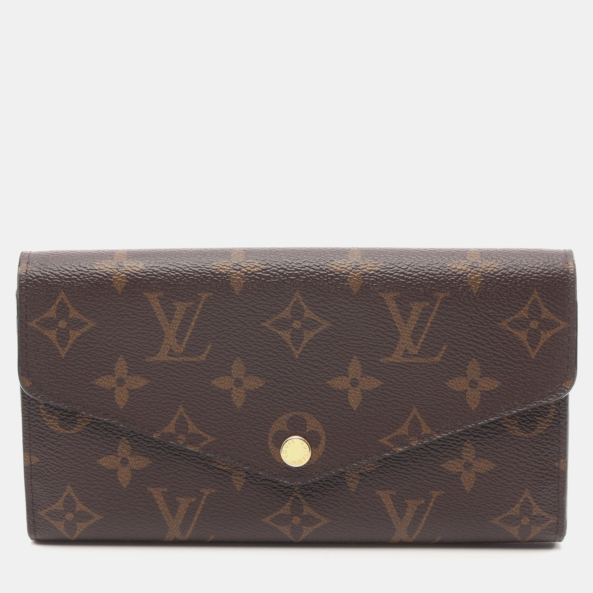 Pre-owned Louis Vuitton Portefeuil Sara Monogram Bi-fold Long Wallet Pvc Brown