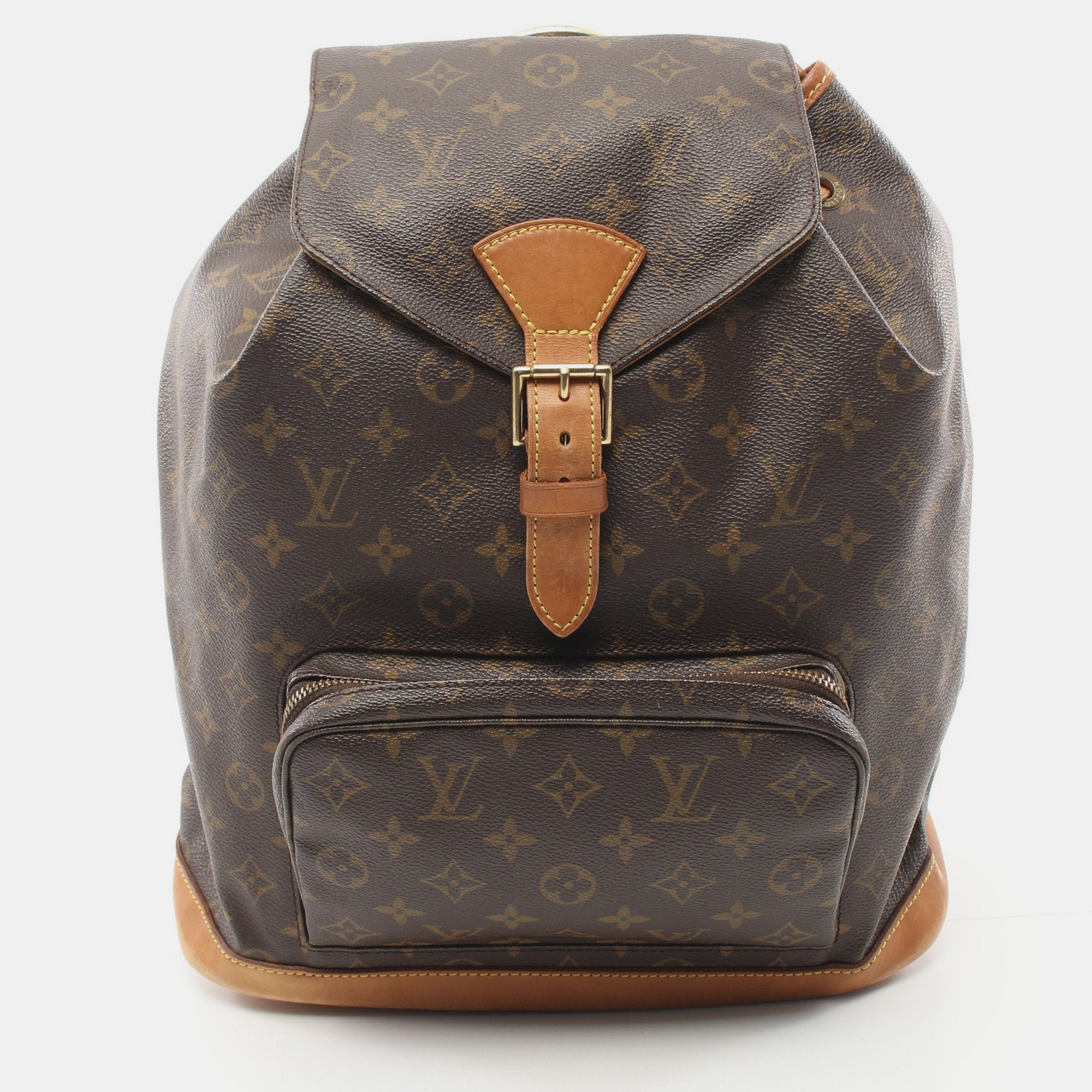 Pre-owned Louis Vuitton Montsouris Gm Monogram Backpack Rucksack Pvc Leather Brown