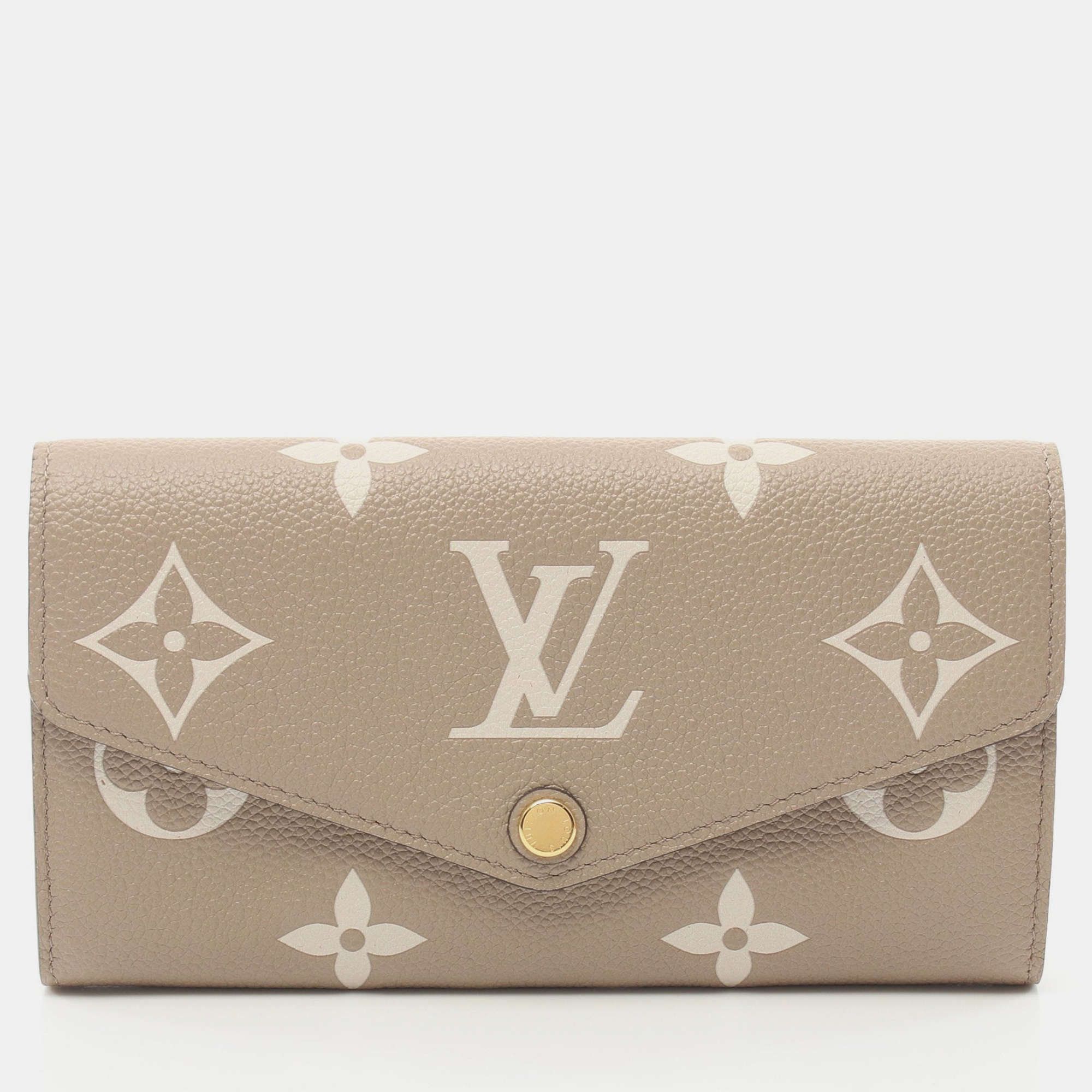 

Louis Vuitton Portefeuil Sara Monogram amplant Bi-fold Long Wallet Leather Beige White