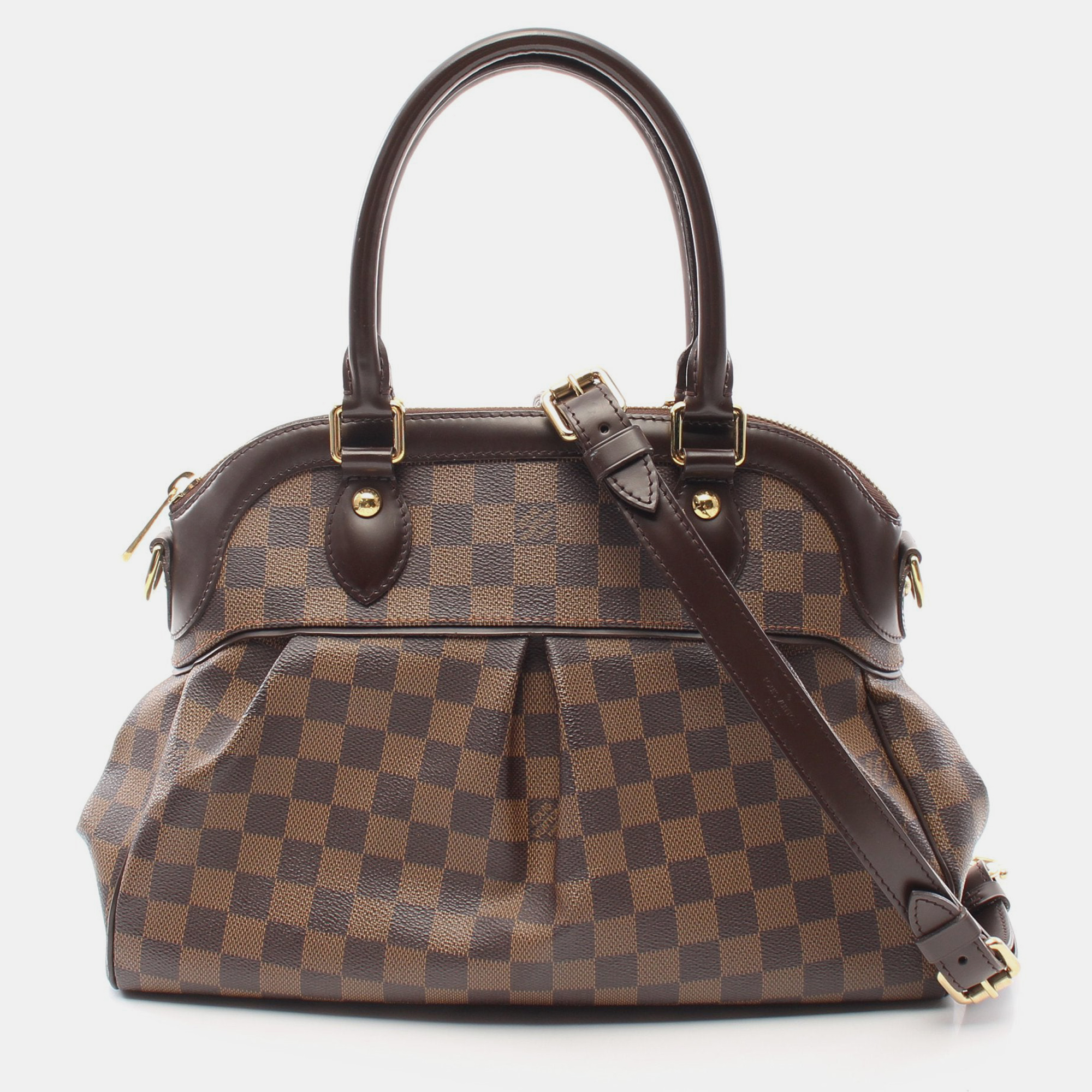 

Louis Vuitton Trevi PM Damier ebene Handbag PVC Leather Brown 2WAY