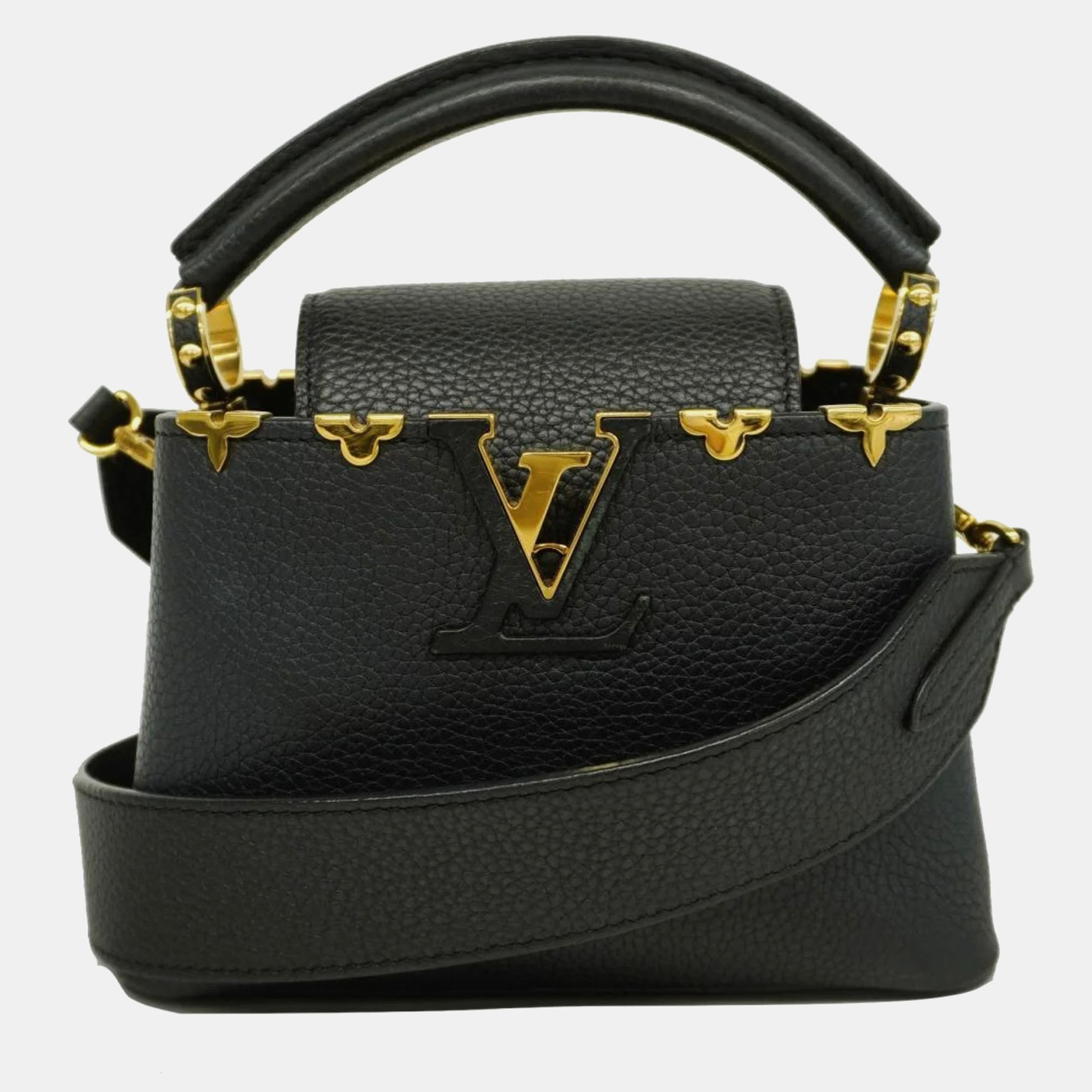 

Louis Vuitton Black Taurillion Leather Mini Capucines Top Handle Bags