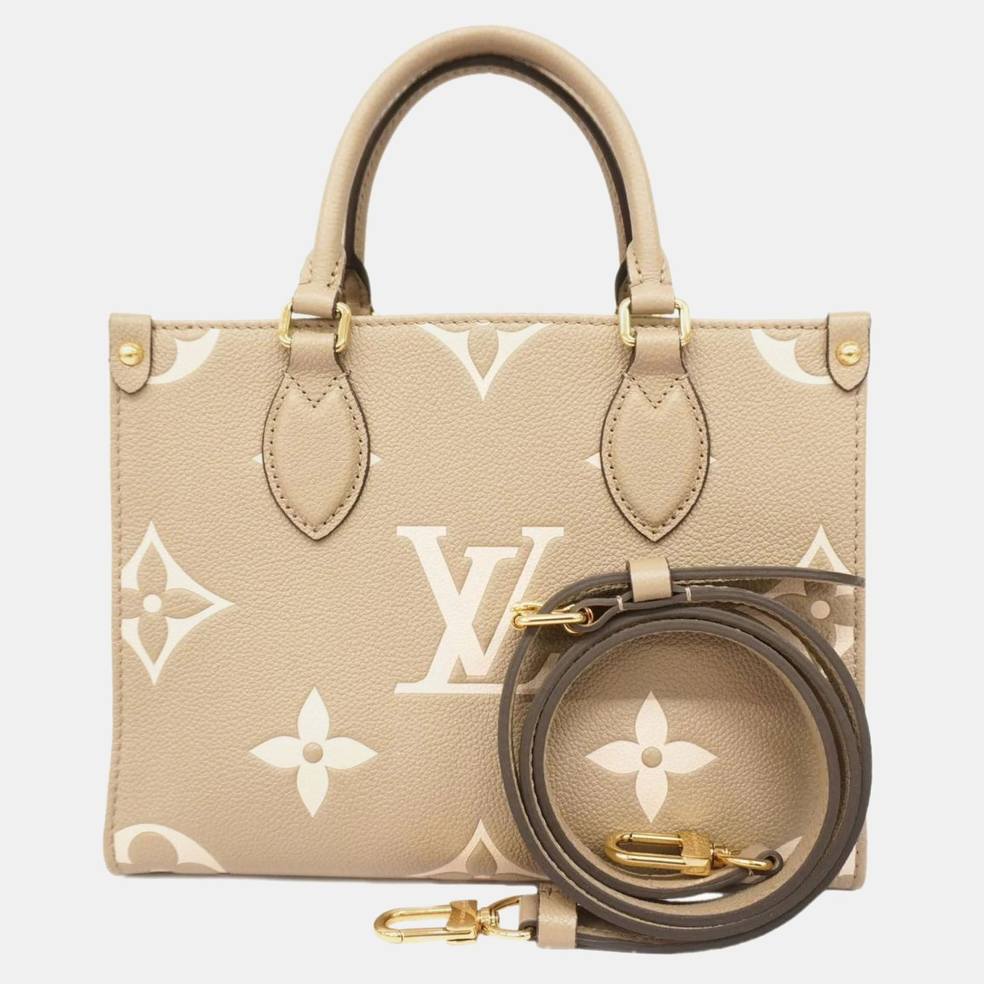 

Louis Vuitton Beige Leather  Onthego Totes, Cream