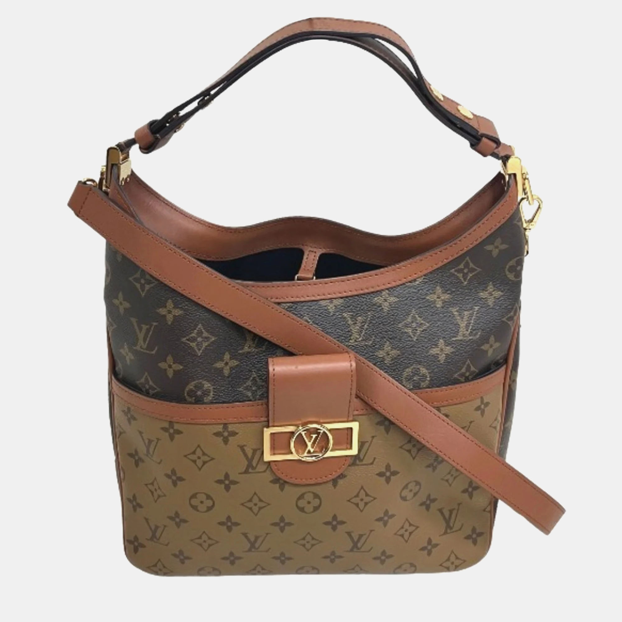 

Louis Vuitton Monogram Reverse Hobo Dauphine MM Shoulder Bag, Brown