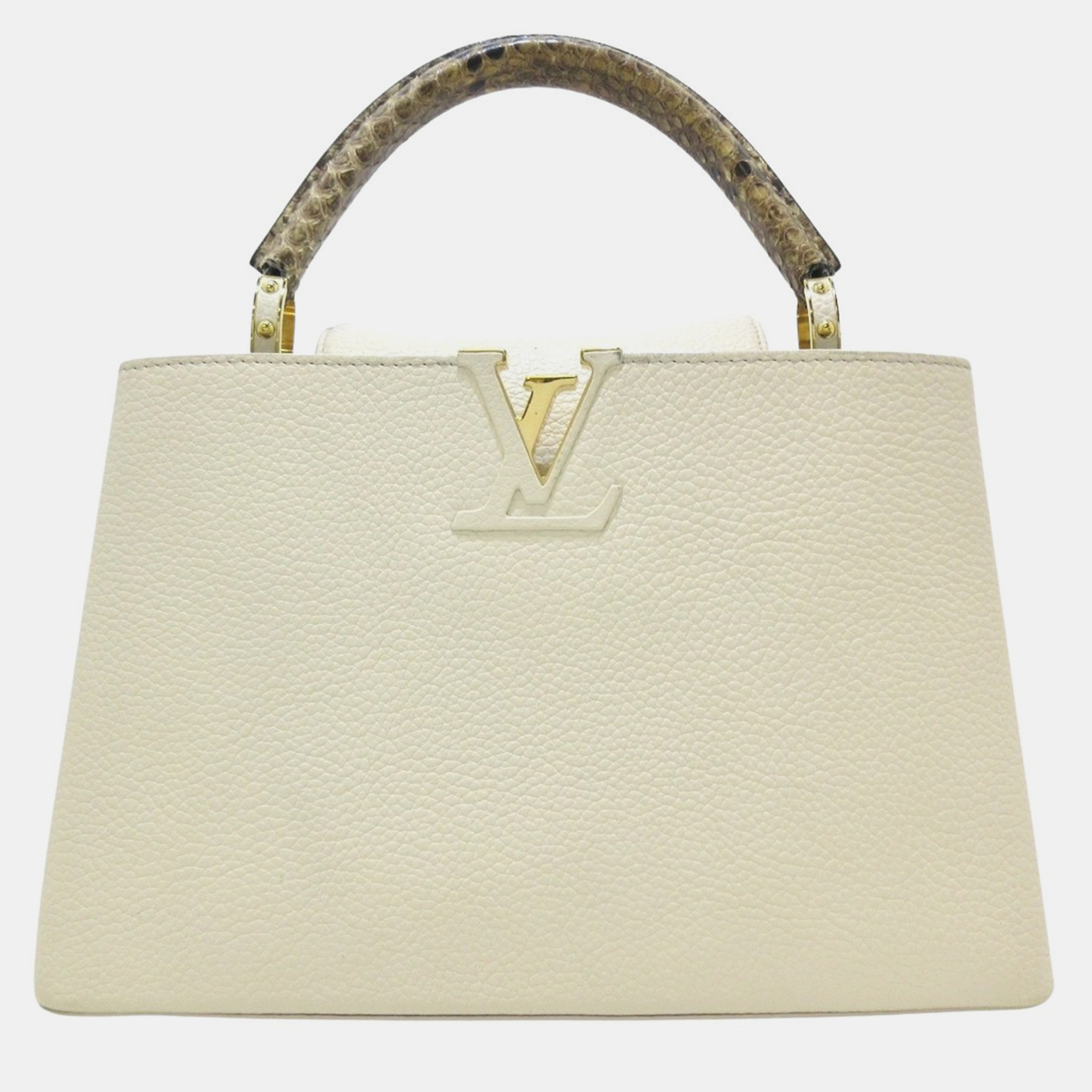 

Louis Vuitton White/Ivory Leather Capucines Top Handle Bag