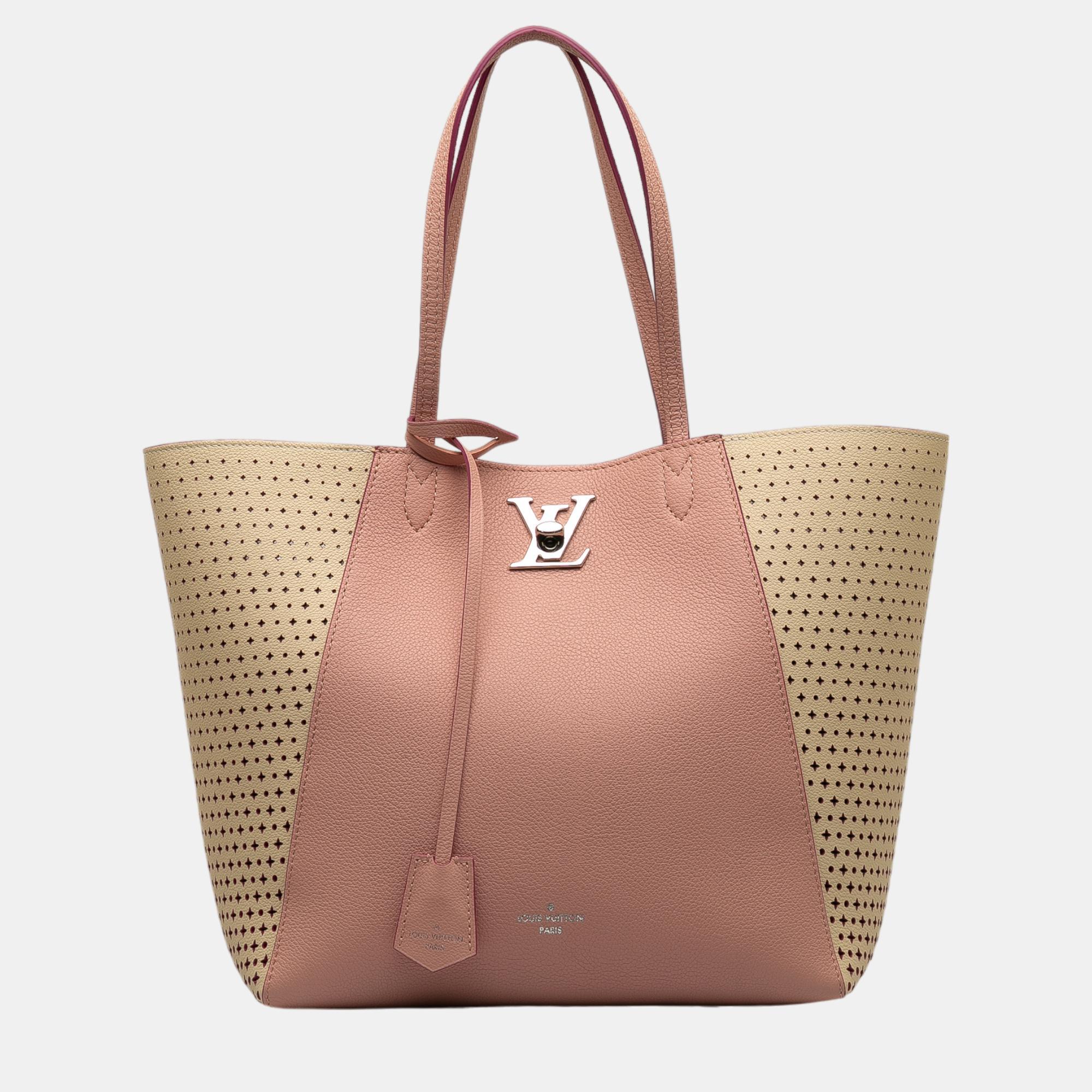 

Louis Vuitton Pink Perforated Lockme Cabas