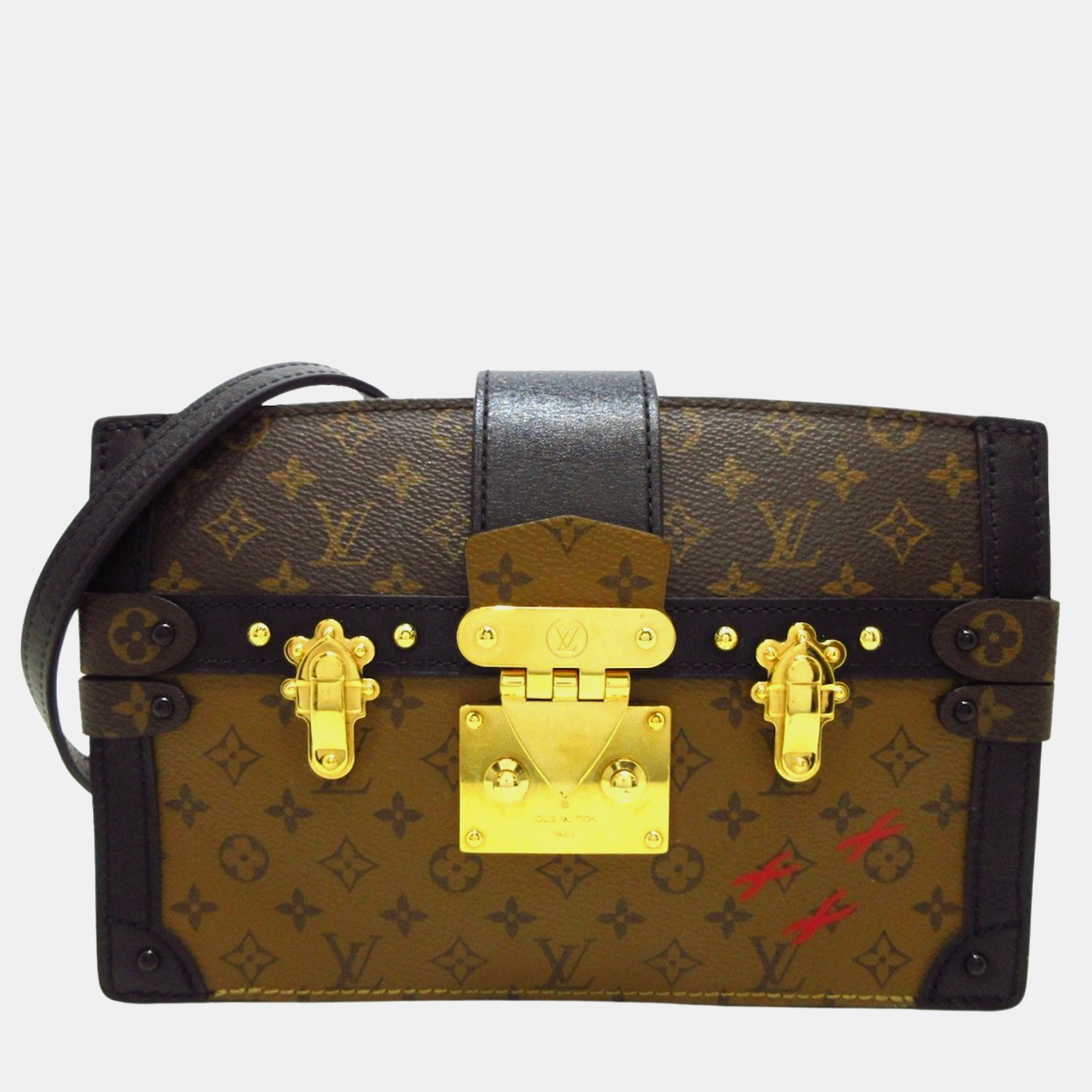 

LOUIS VUITTON Louis Vuitton Reverse Monogram Canvas Trunk Clutch Bag, Brown