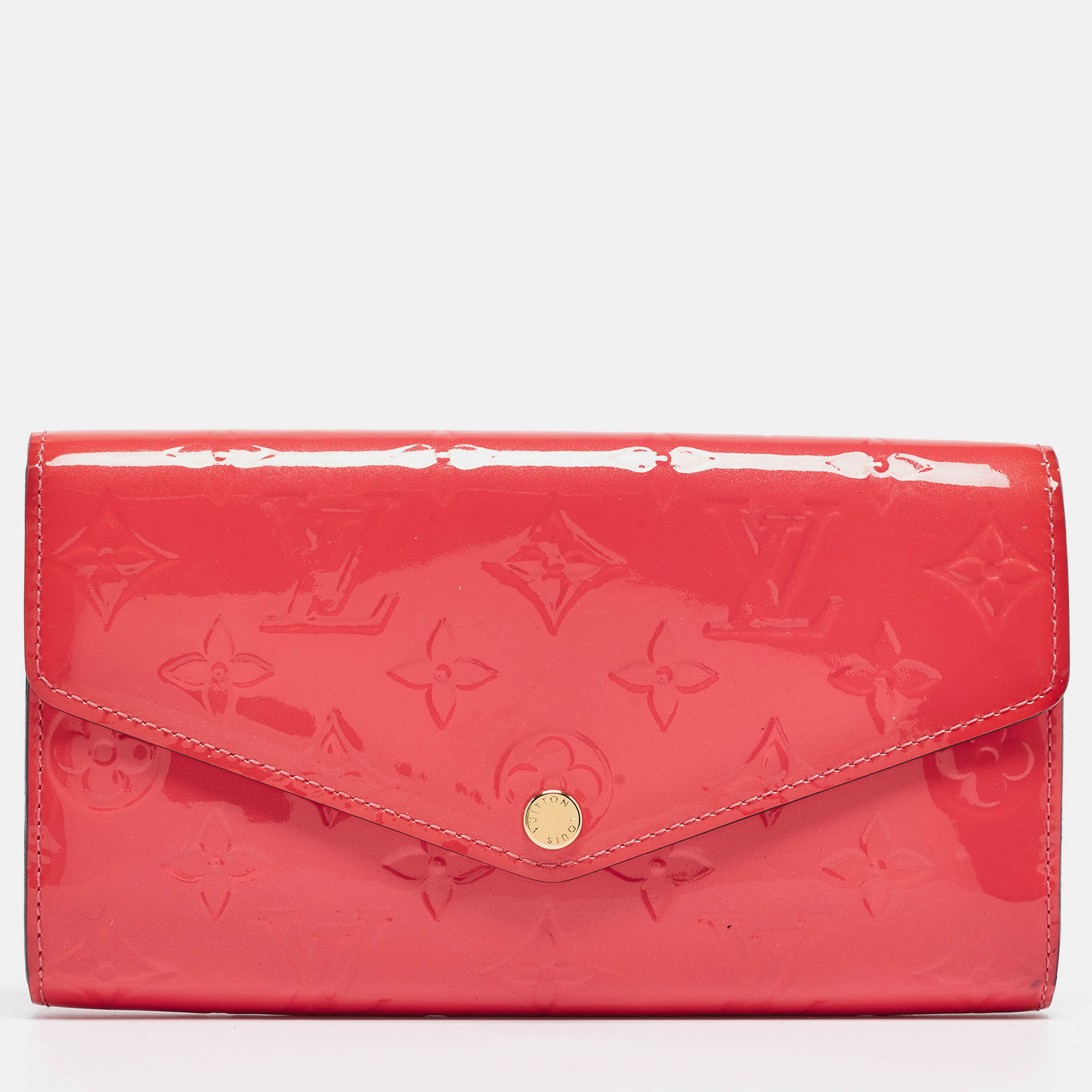 

Louis Vuitton Rose Litchi Monogram Vernis Sarah Wallet, Pink