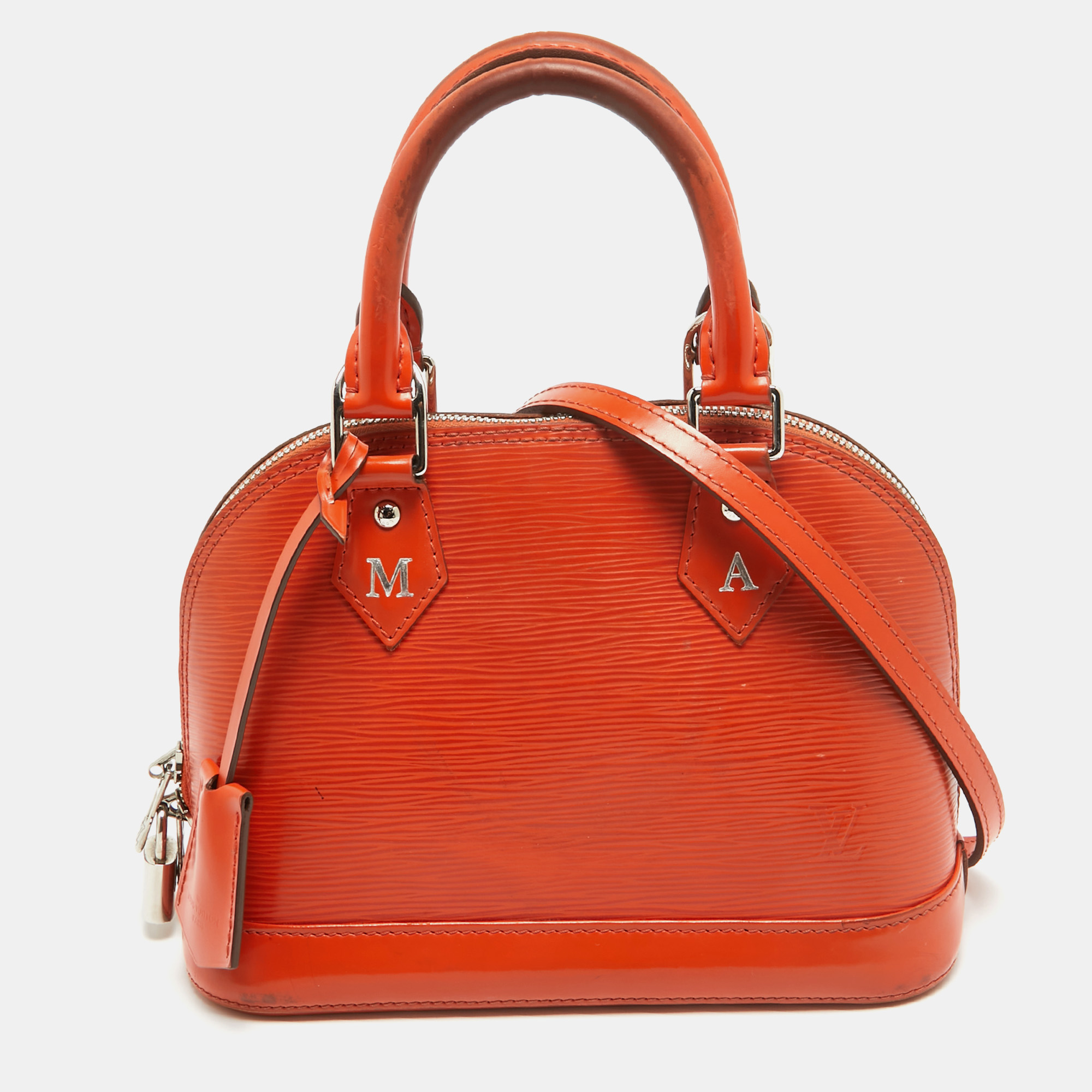 Pre-owned Louis Vuitton Piment Epi Leather Alma Bb Bag In Orange