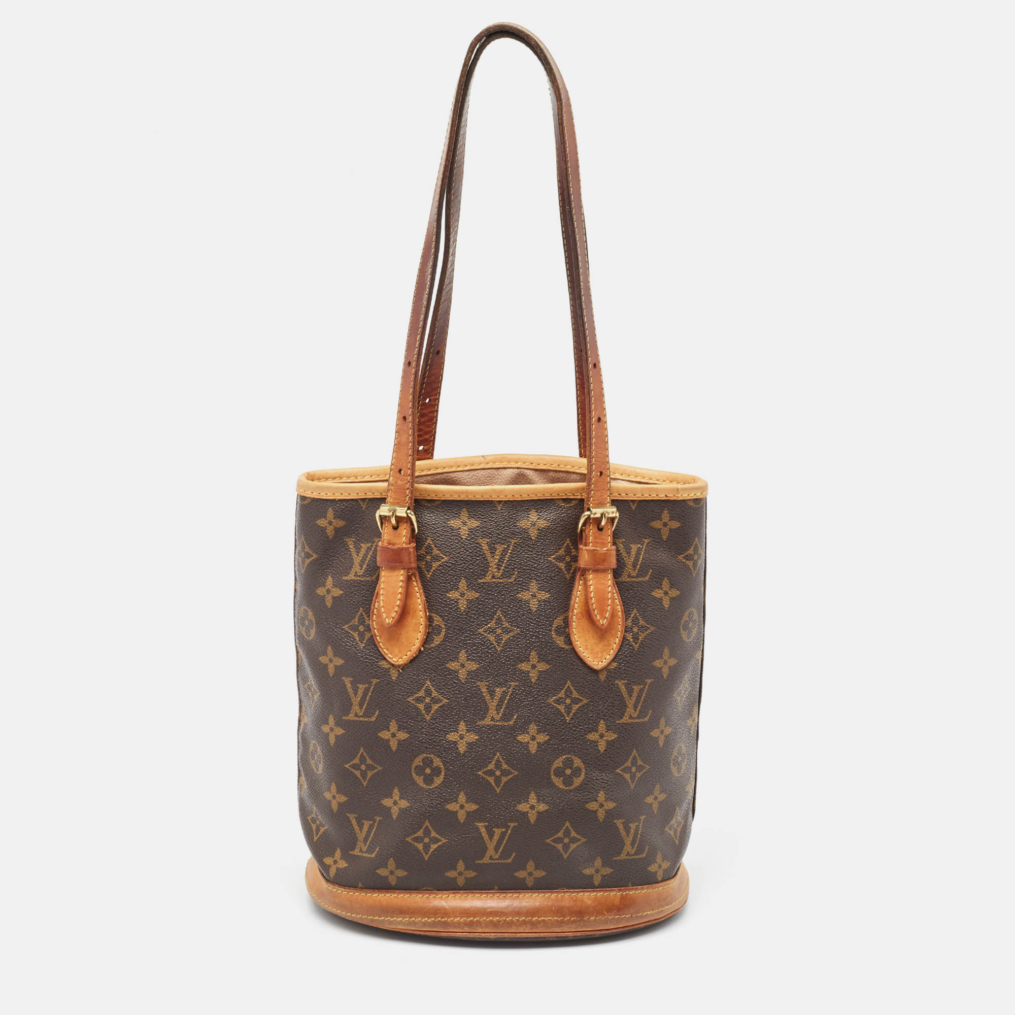 

Louis Vuitton Monogram Canvas Petit Bucket Bag, Brown