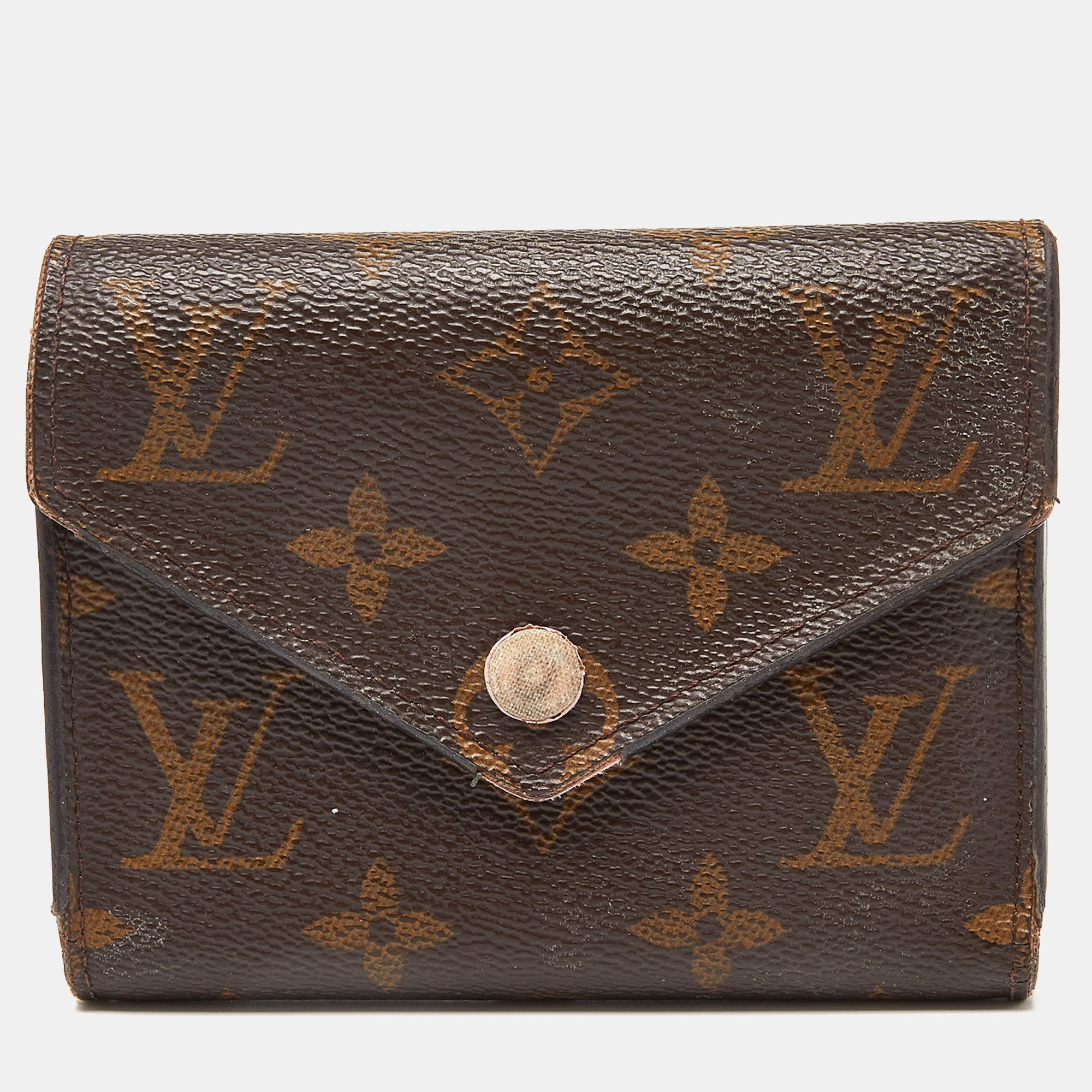 Pre-owned Louis Vuitton Monogram Canvas Victorine Wallet In Brown