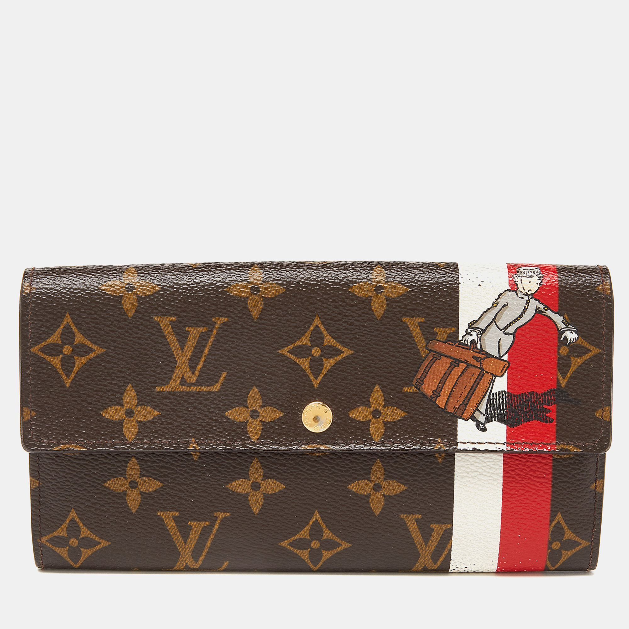 Pre-owned Louis Vuitton Monogram Canvas Limited Edition Groom Sarah Wallet In Brown