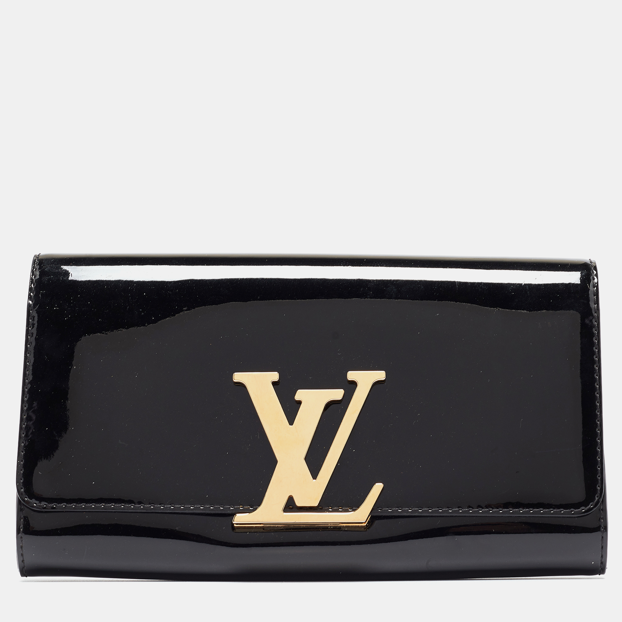 Pre-owned Louis Vuitton Black Patent Leather Louise Clutch