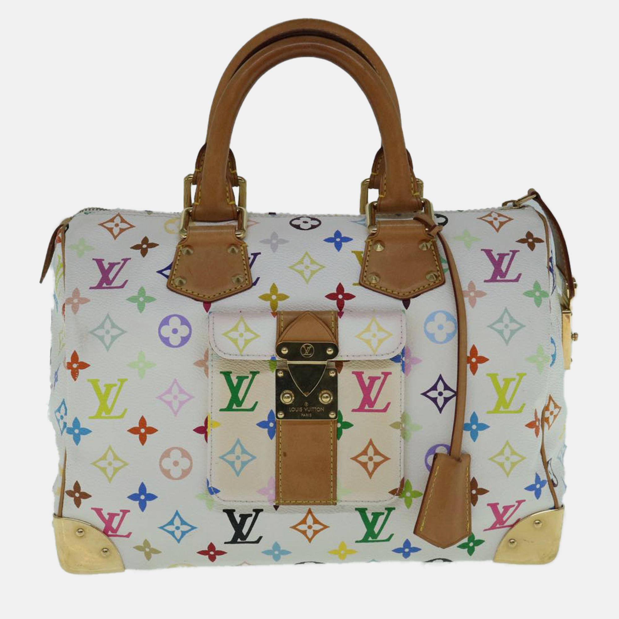 

Louis Vuitton White Monogram Multicolore Canvas Speedy 30 Satchel