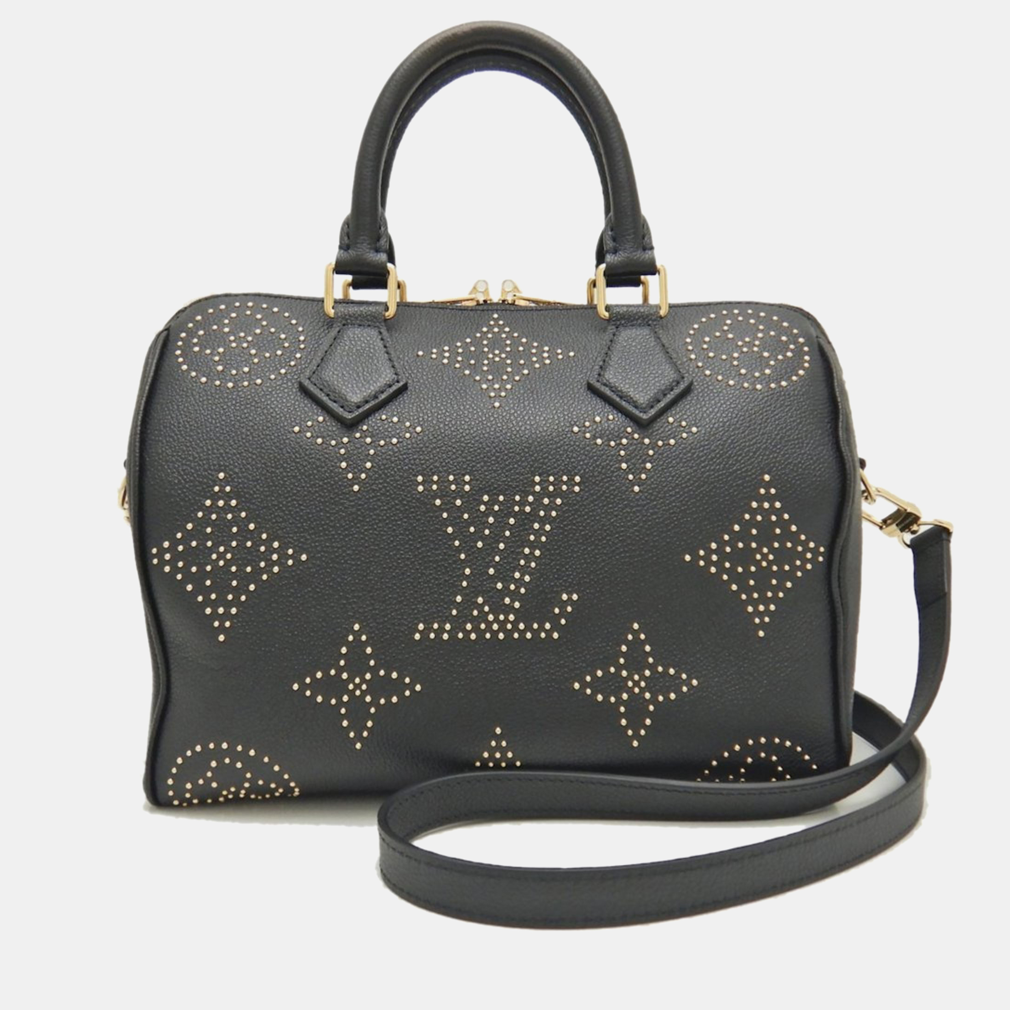 

Louis Vuitton Black Leather Studded Monogram Constellation Speedy Bandouliere 25 Bag