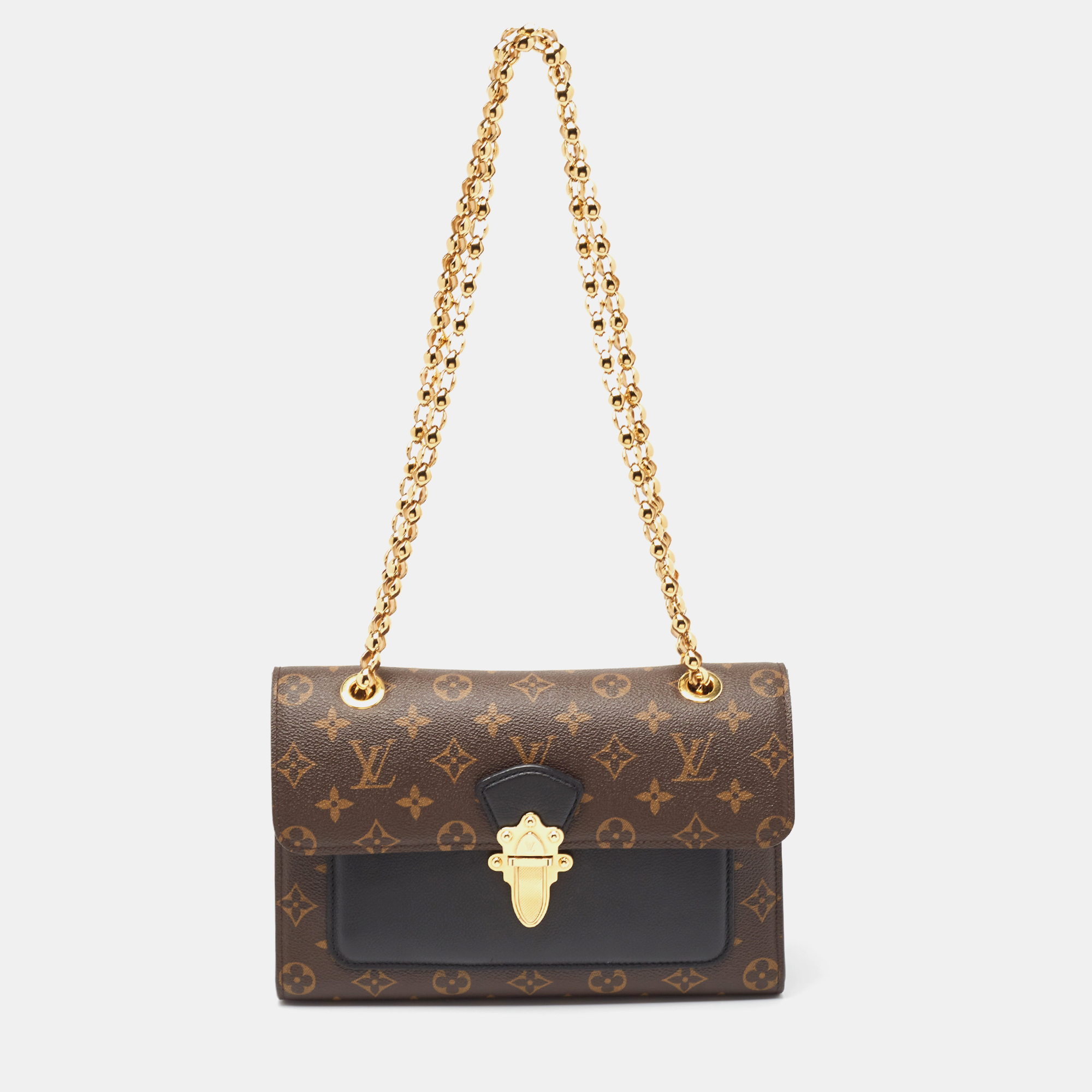 

Louis Vuitton Black Monogram Canvas and Leather Victoire Bag, Brown