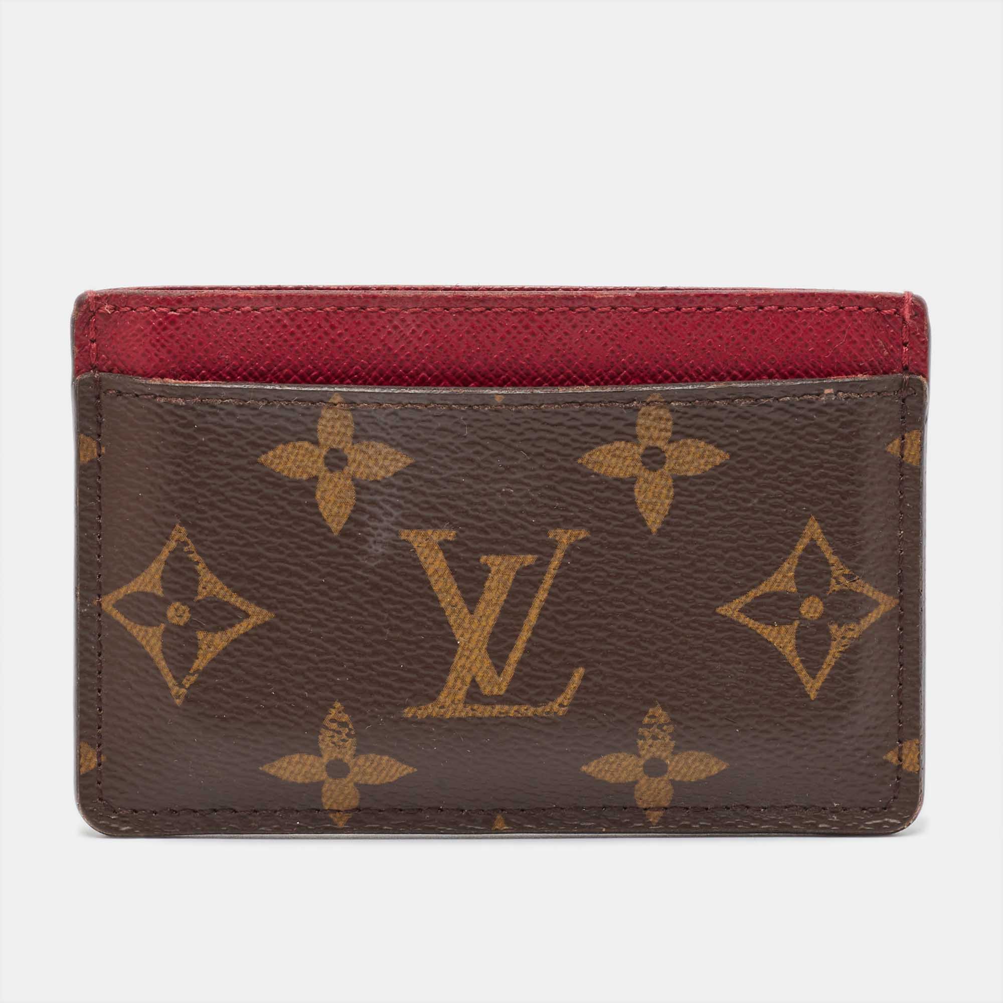 Pre-owned Louis Vuitton Fuchsia Monogram Canvas And Leather Card Holder In Pink