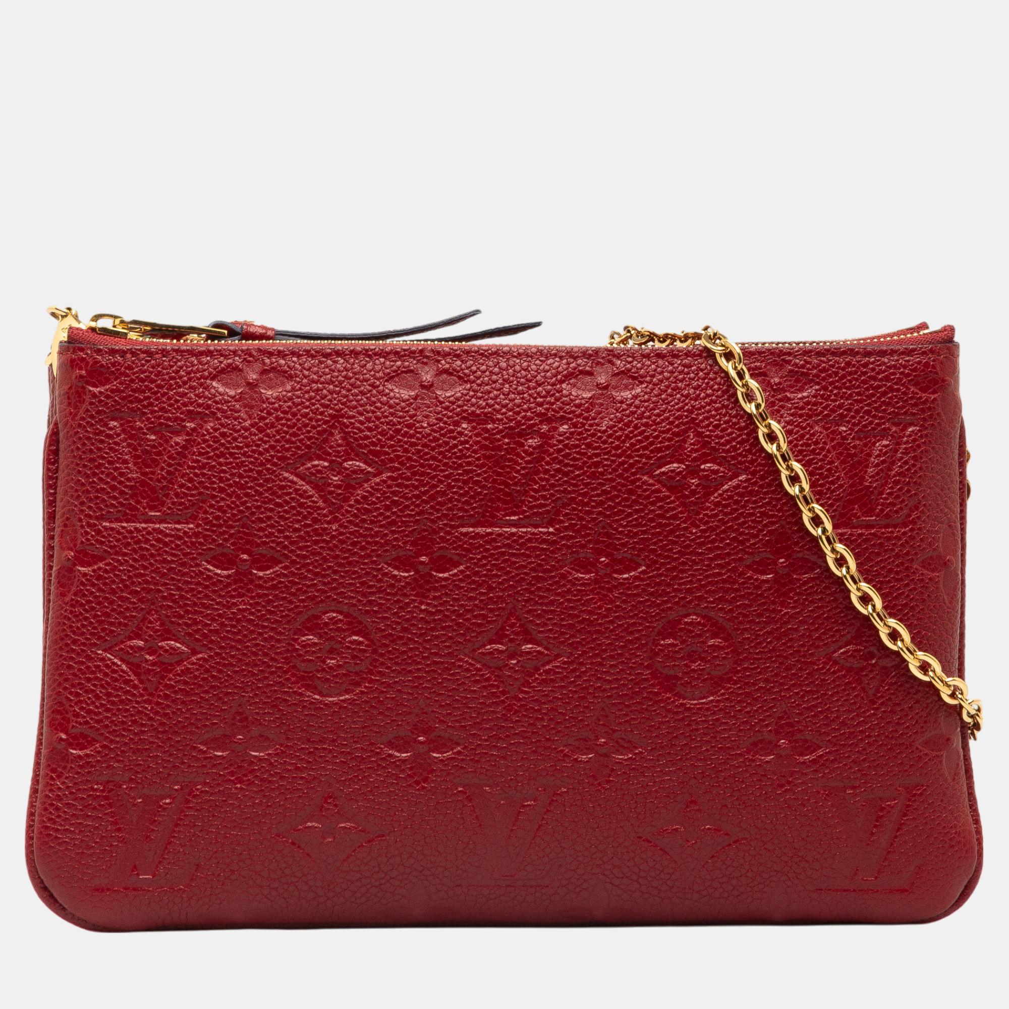 

Louis Vuitton Red Monogram Empreinte Double Zip Pochette