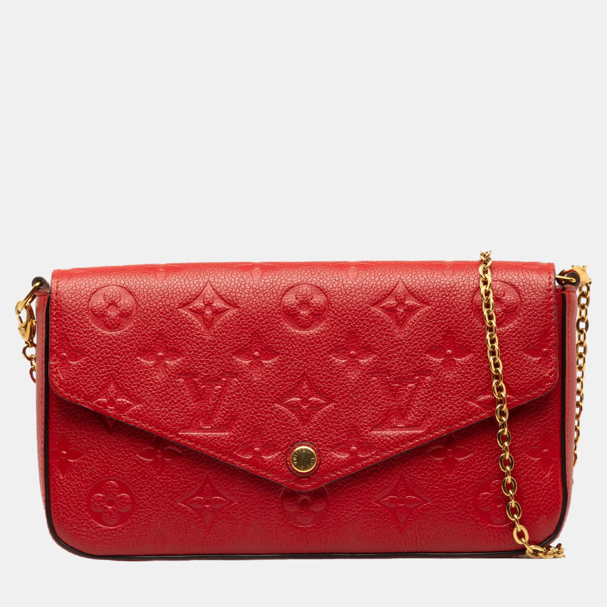 

Louis Vuitton Red Monogram Empreinte Pochette Felicie