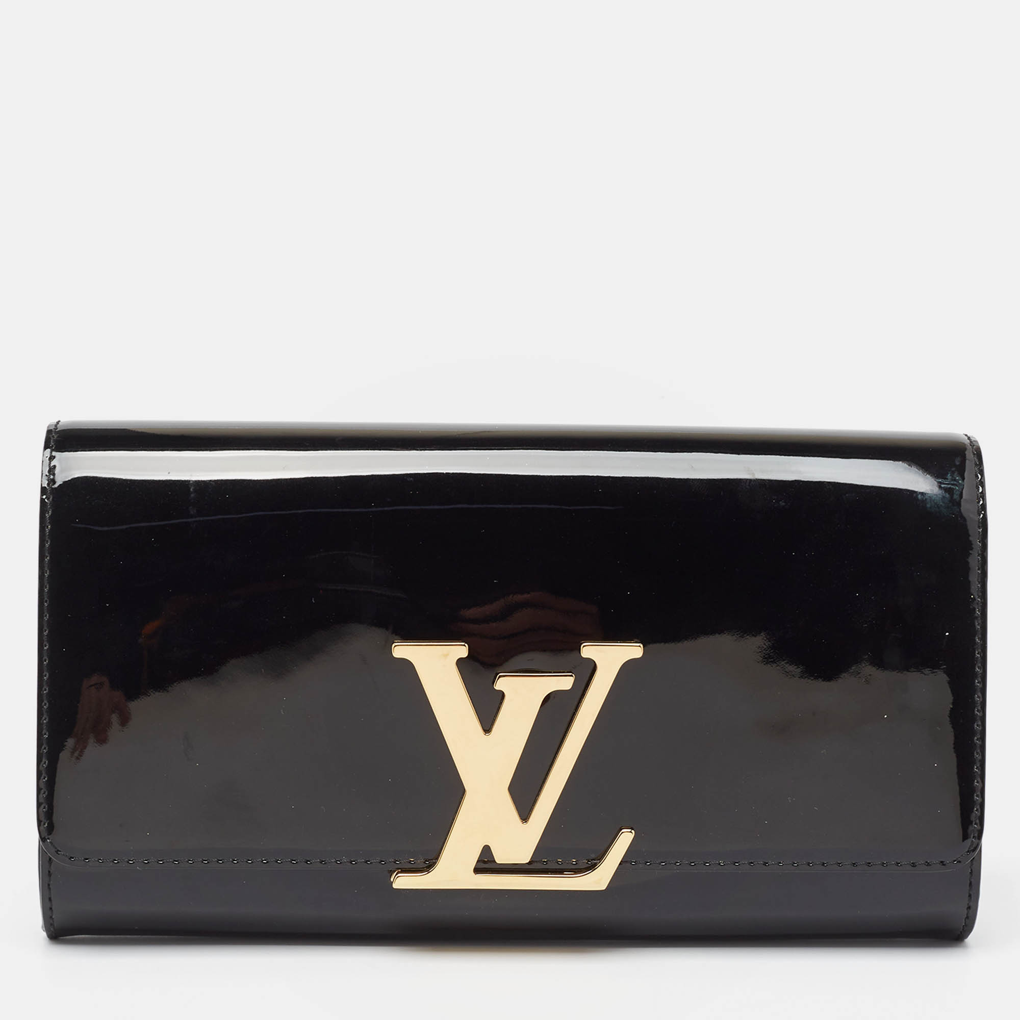 Pre-owned Louis Vuitton Black Vernis Louise Clutch