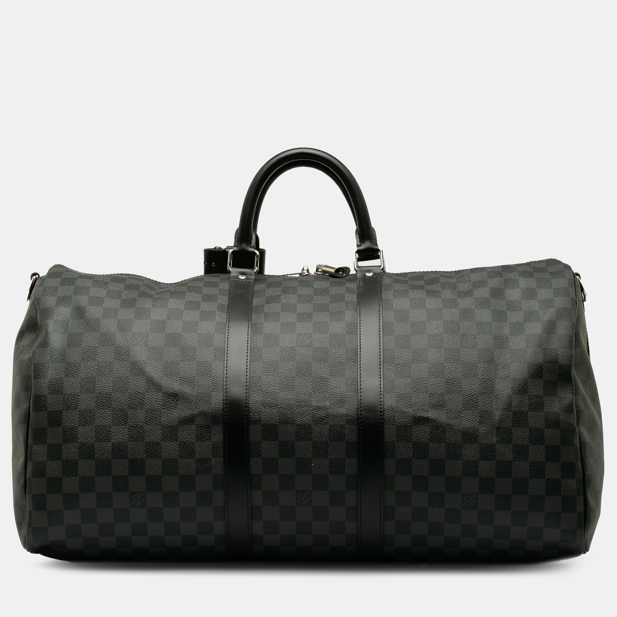 Pre-owned Louis Vuitton Damier Graphite Keepall Bandouliere In Grey
