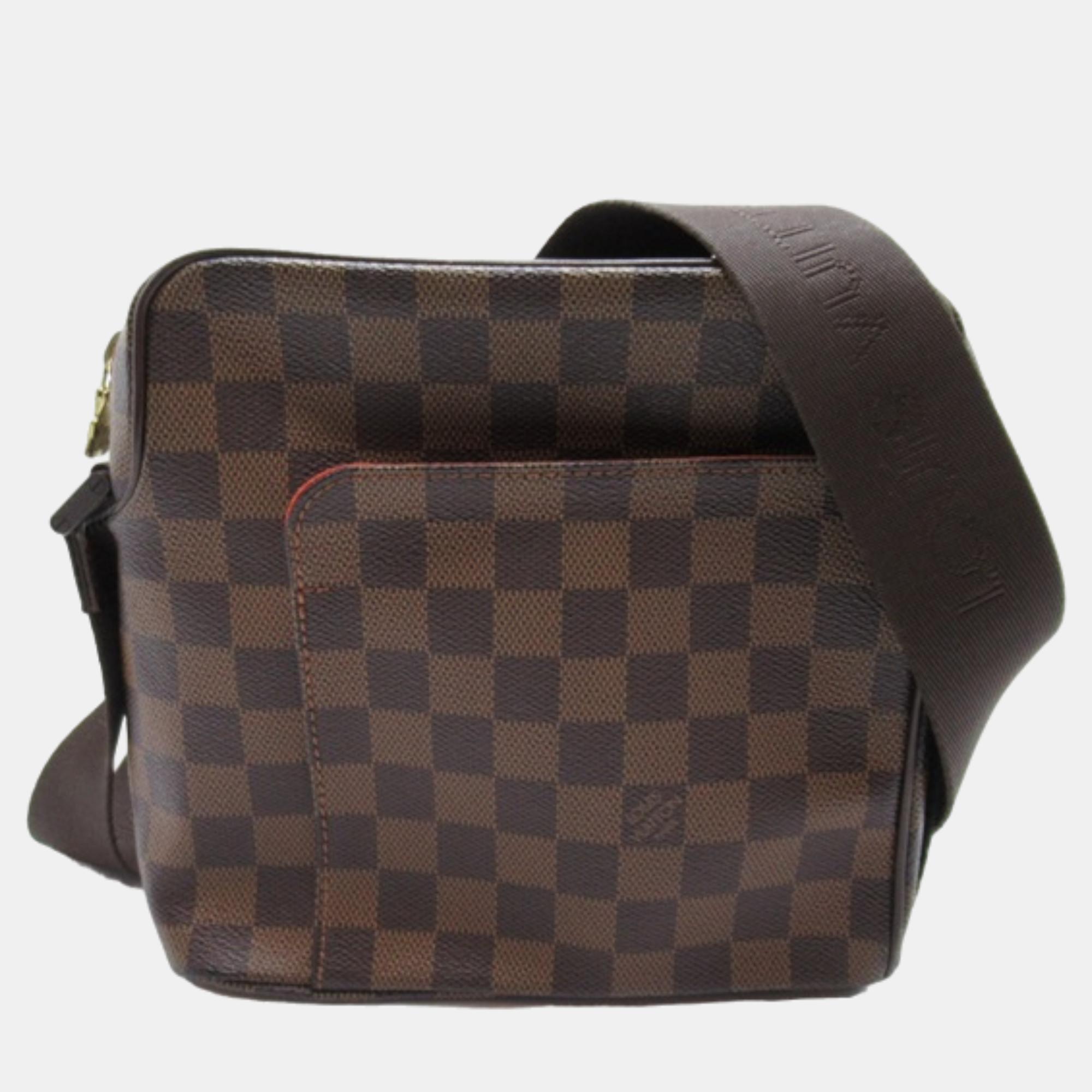 Pre-owned Louis Vuitton Brown Canvas Damier Ebene Olav Pm Crossbody Bag