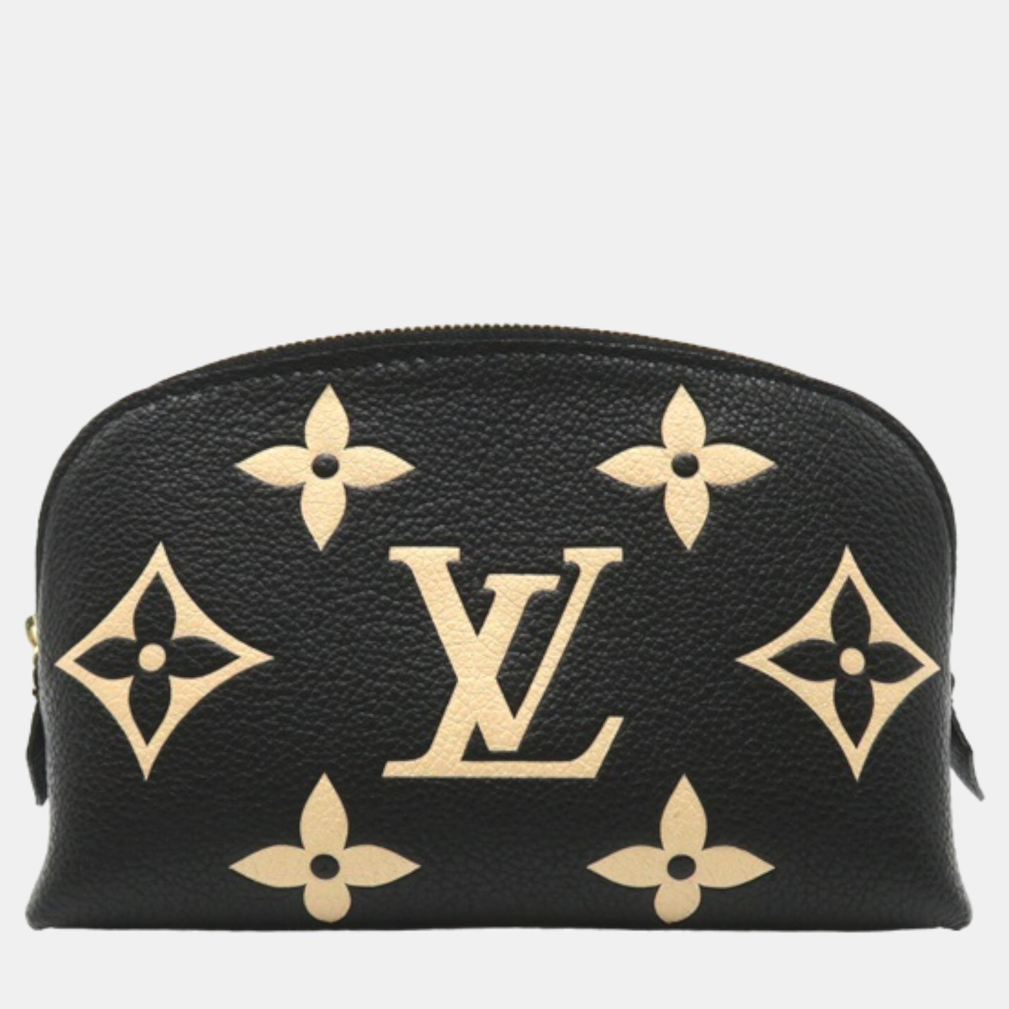 Pre-owned Louis Vuitton Black Leather Monogram Empreinte Giant Cosmetic Pouch Vanity Bag