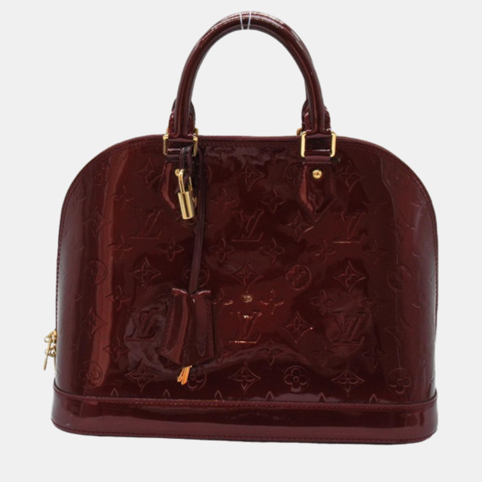 Pre-owned Louis Vuitton Red Leather Monogram Vernis Alma Pm Handbag