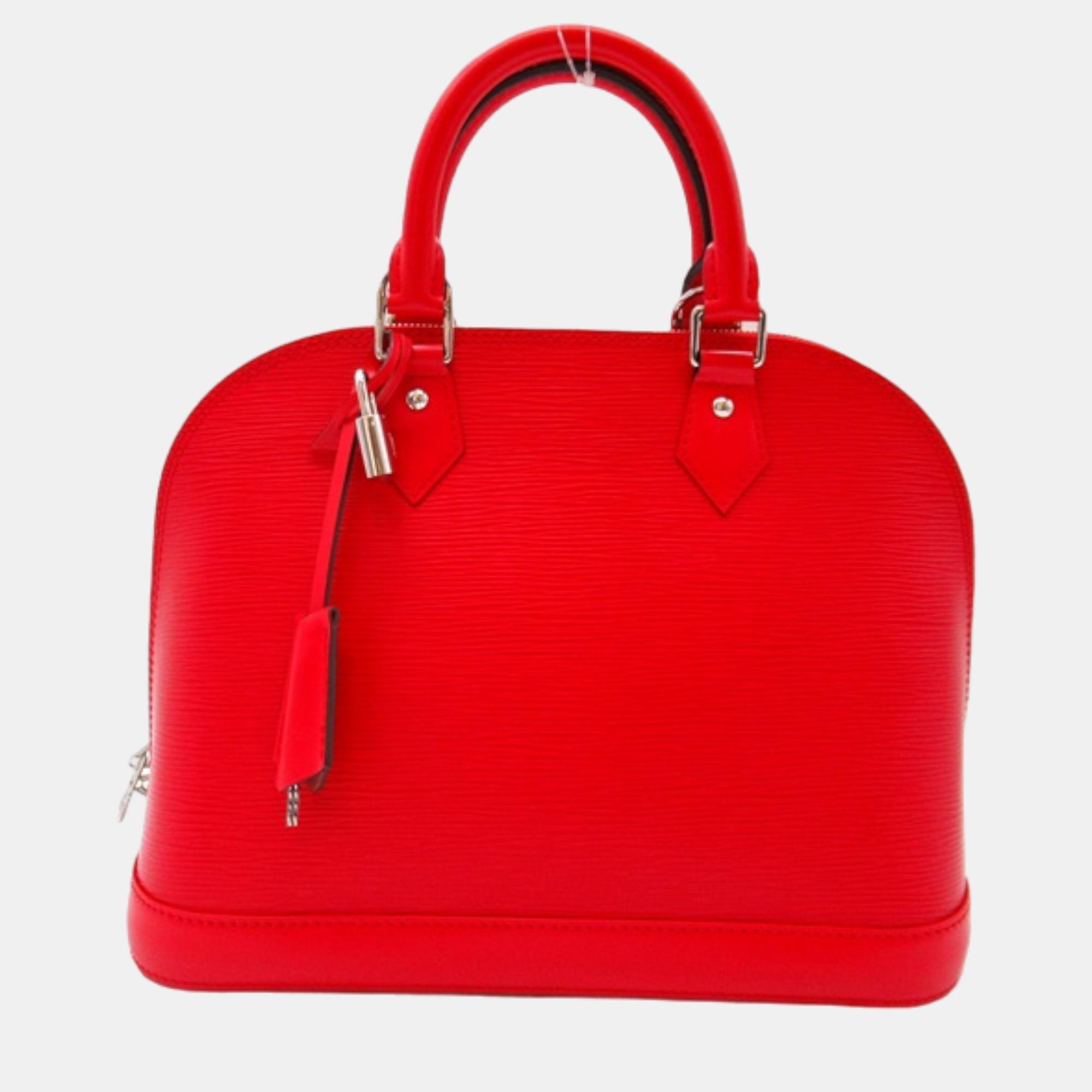 Pre-owned Louis Vuitton Red Leather Epi Alma Pm Handbag
