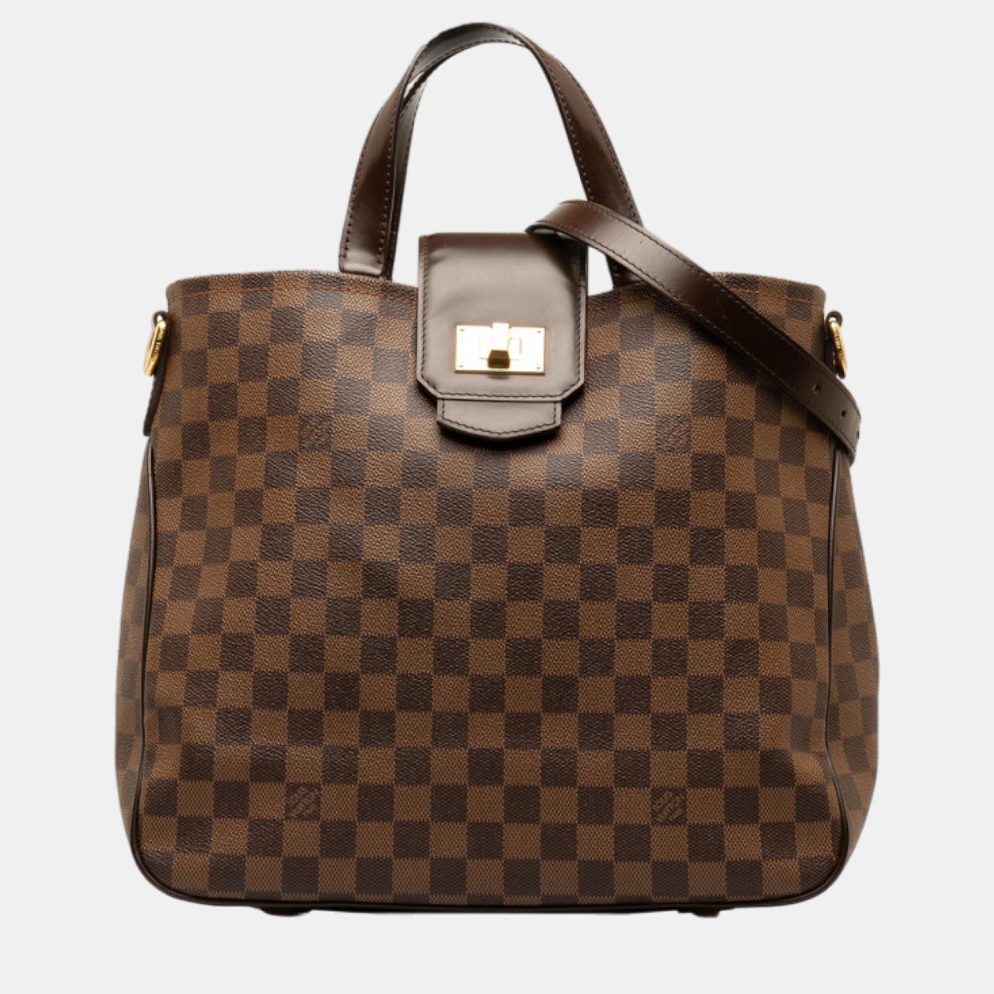 

Louis Vuitton Brown Canvas Damier Ebene Cabas Rosebery Handbag