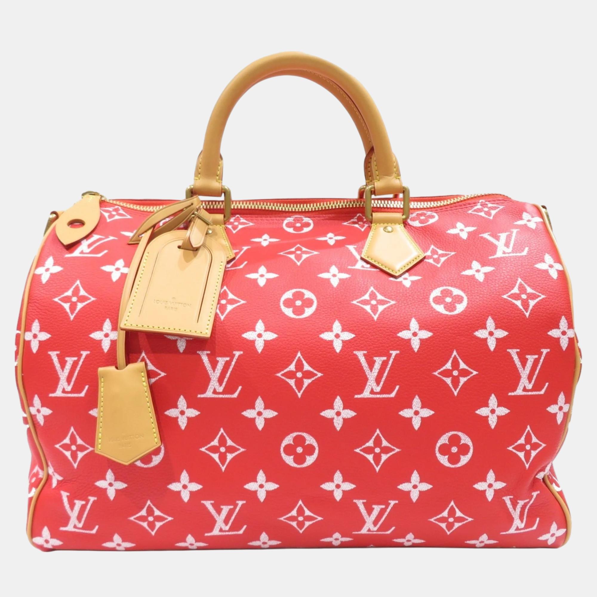 

Louis Vuitton Leather  Speedy Bandouliere Satchels, Red