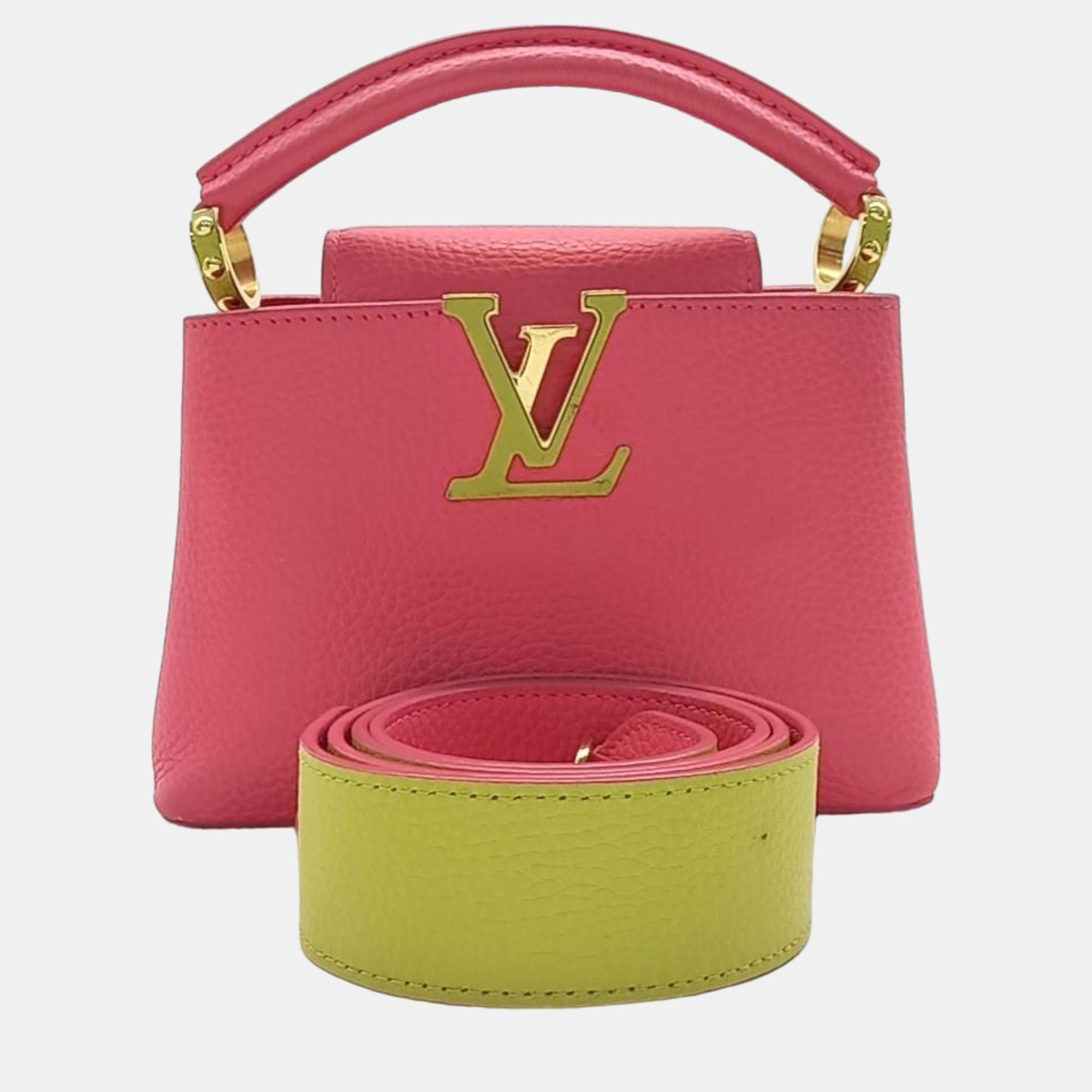 

Louis Vuitton Pink Leather Capucines Mini Bag, Green