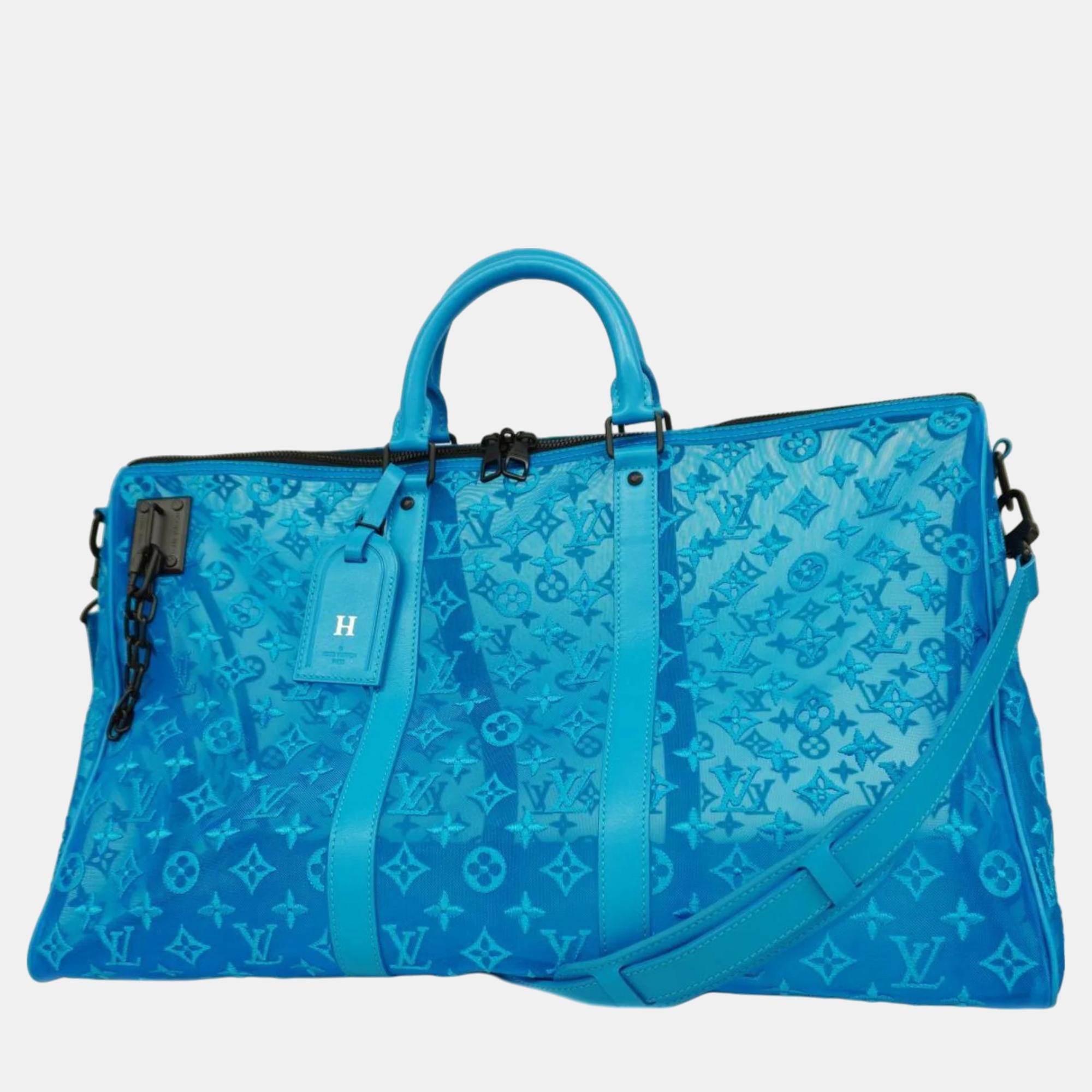 

Louis Vuitton Blue Monogram Keepold Triangle 50 Boston Bag