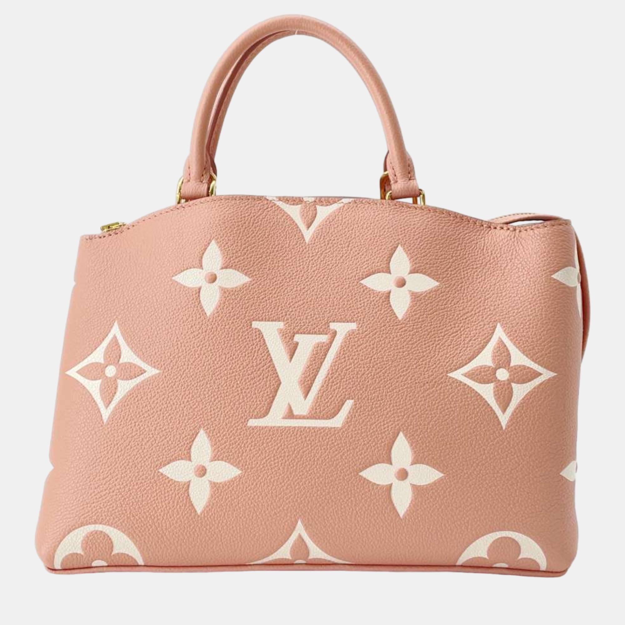 Pre-owned Louis Vuitton Rose/cream Monogram Empreinte Leather Petit Palais Pm Bag