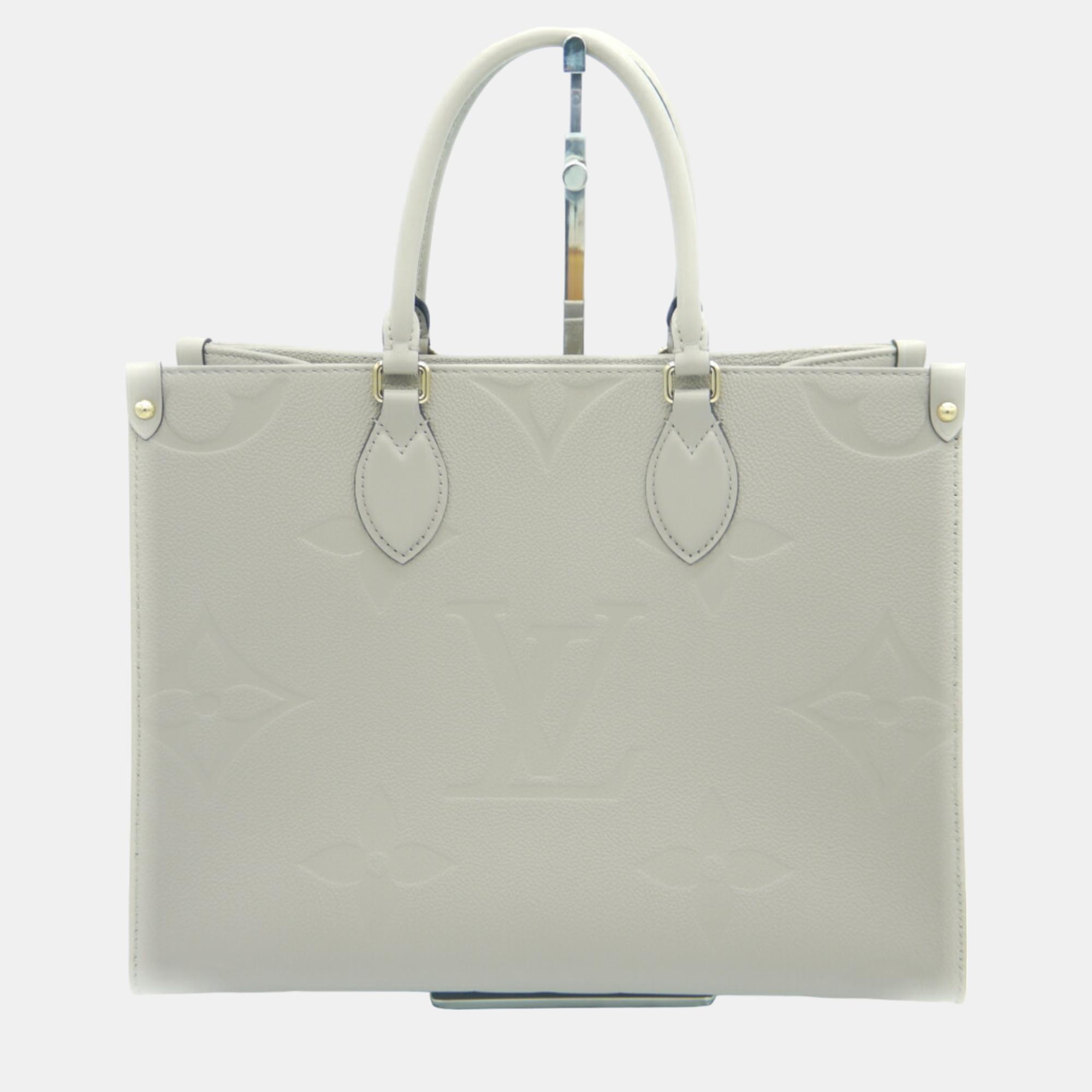 Pre-owned Louis Vuitton White Leather Small Onthego Tote